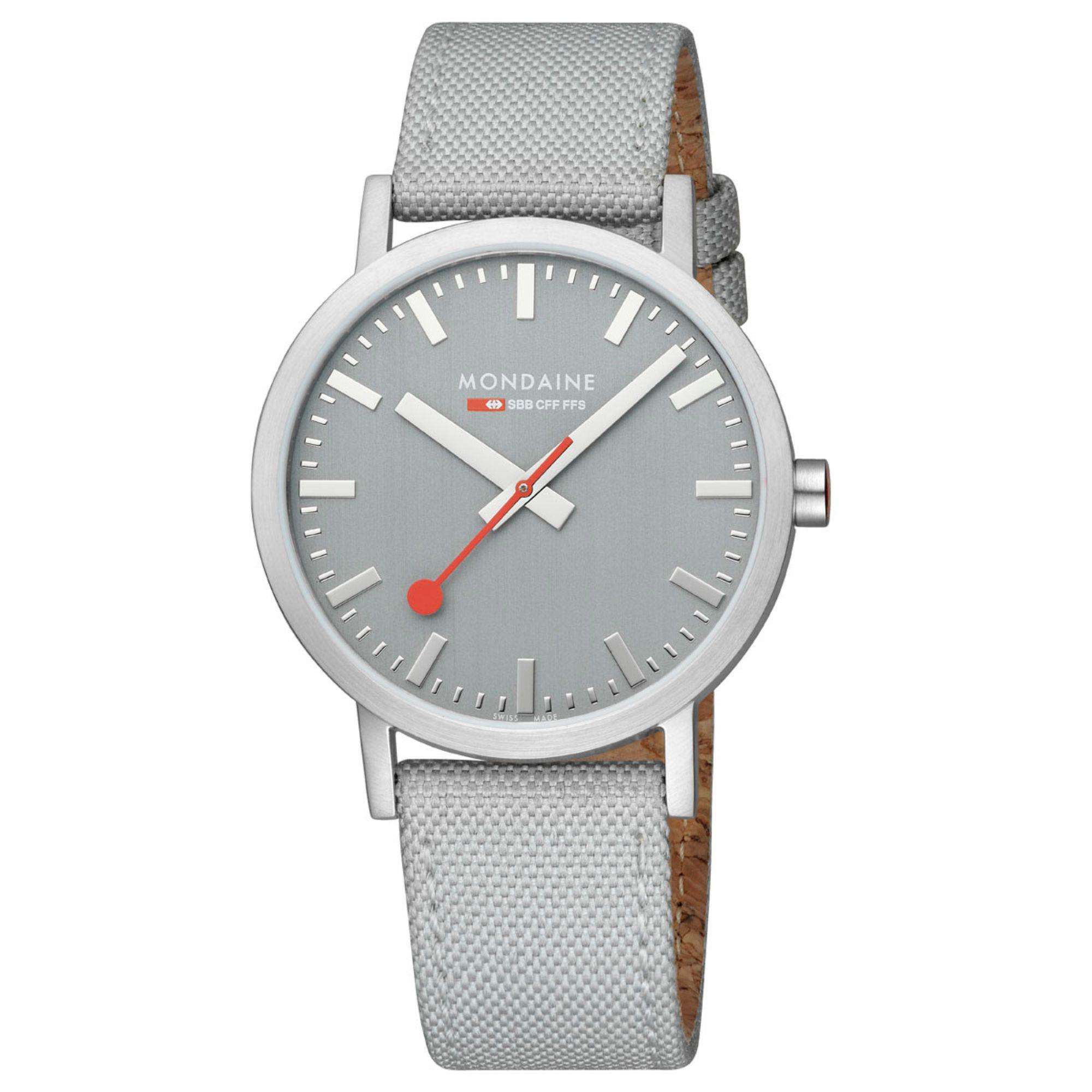 Mondaine Classic 40mm Grey Dial Textile Quartz Watch A660.30360.80SBH