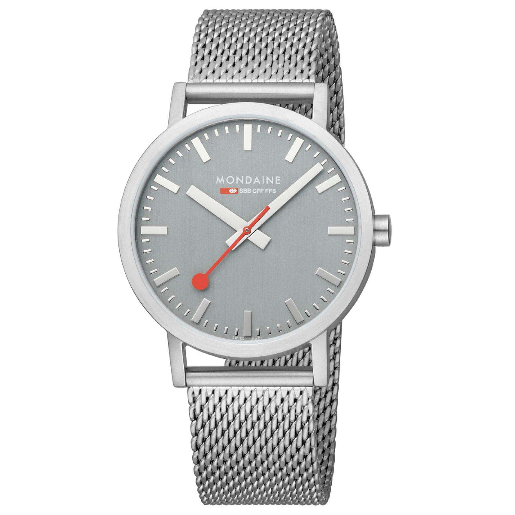 Mondaine Classic Grey Dial Steel Mesh Bracelet Watch A660.30360.80SBJ