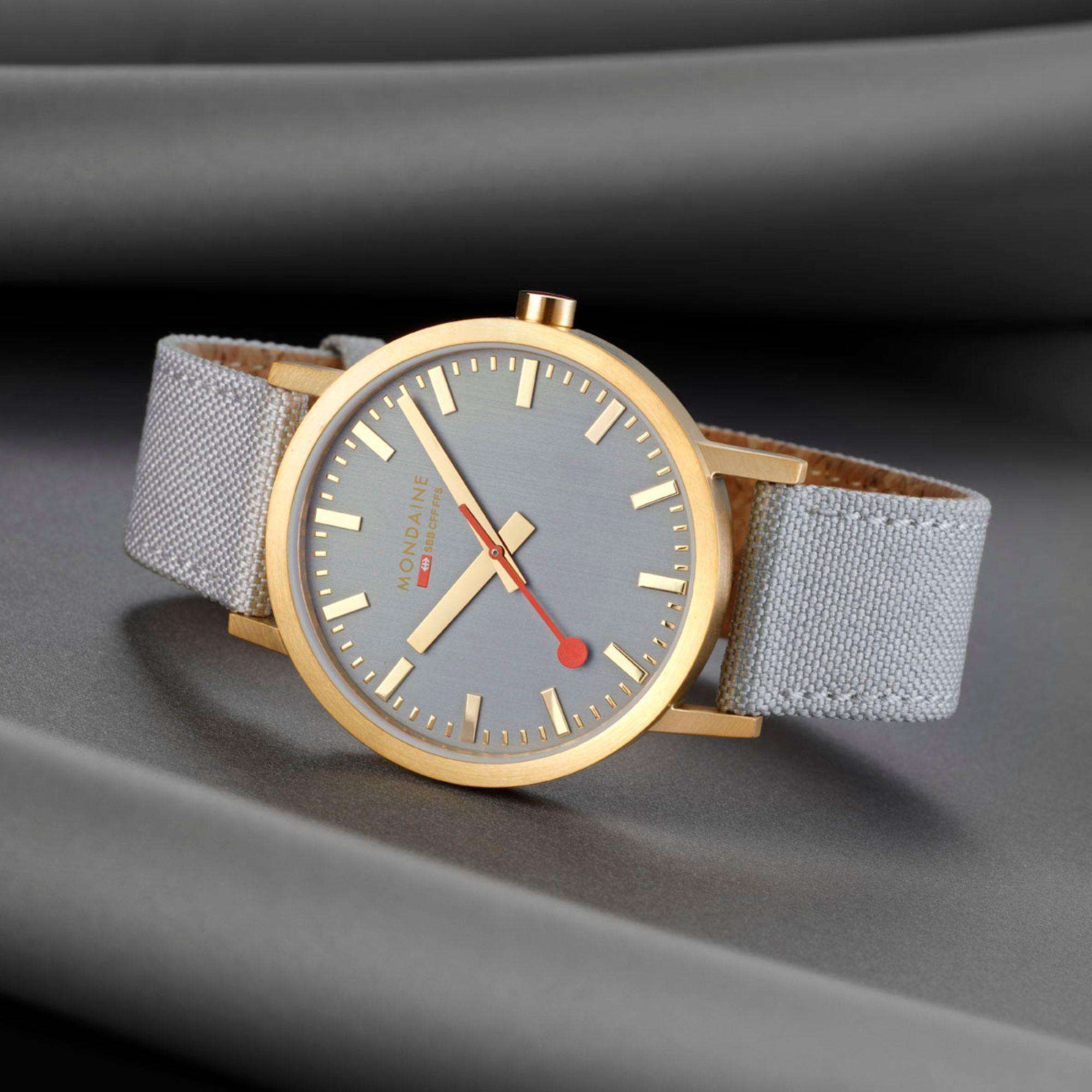 Mondaine Classic 40mm Grey Dial Textile Quartz Watch A660.30360.80SBU