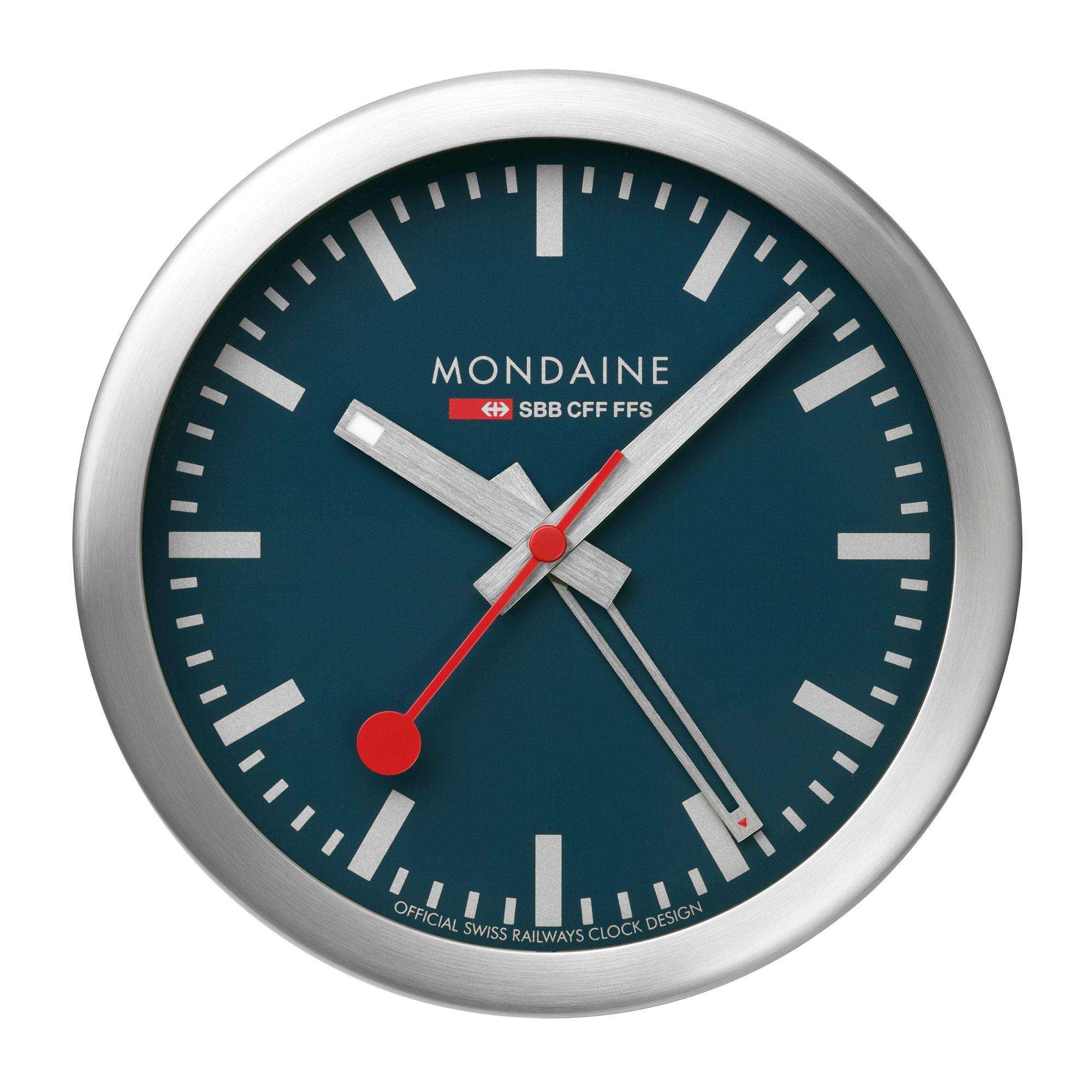 Mondaine Aluminium Gehäuse Tiefblauer Tisch- und Wecker A997.MCAL.46SBV