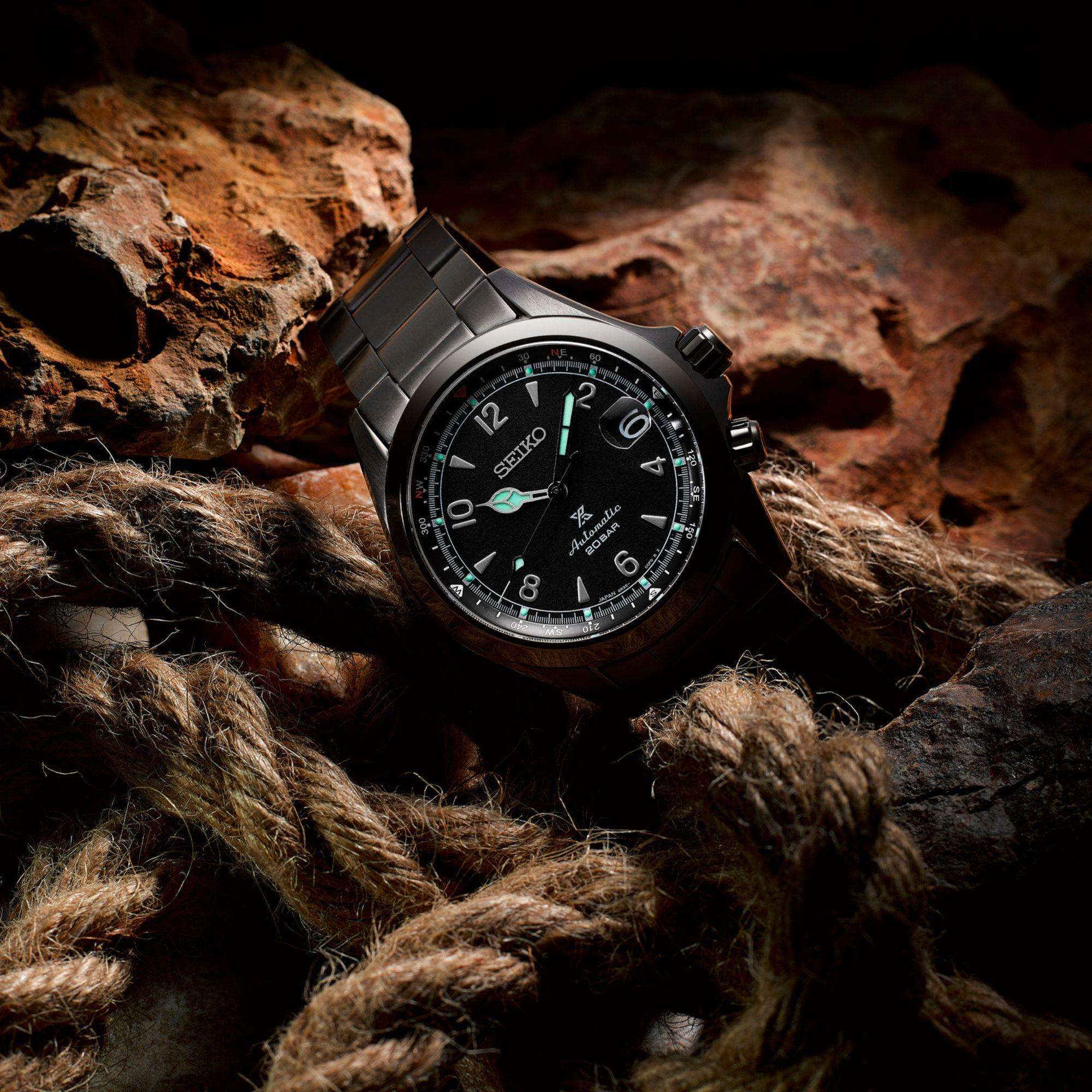Seiko Prospex Black Series Night Alpinist Limited Edition Black Dial PVD Men's Watch SPB337J1