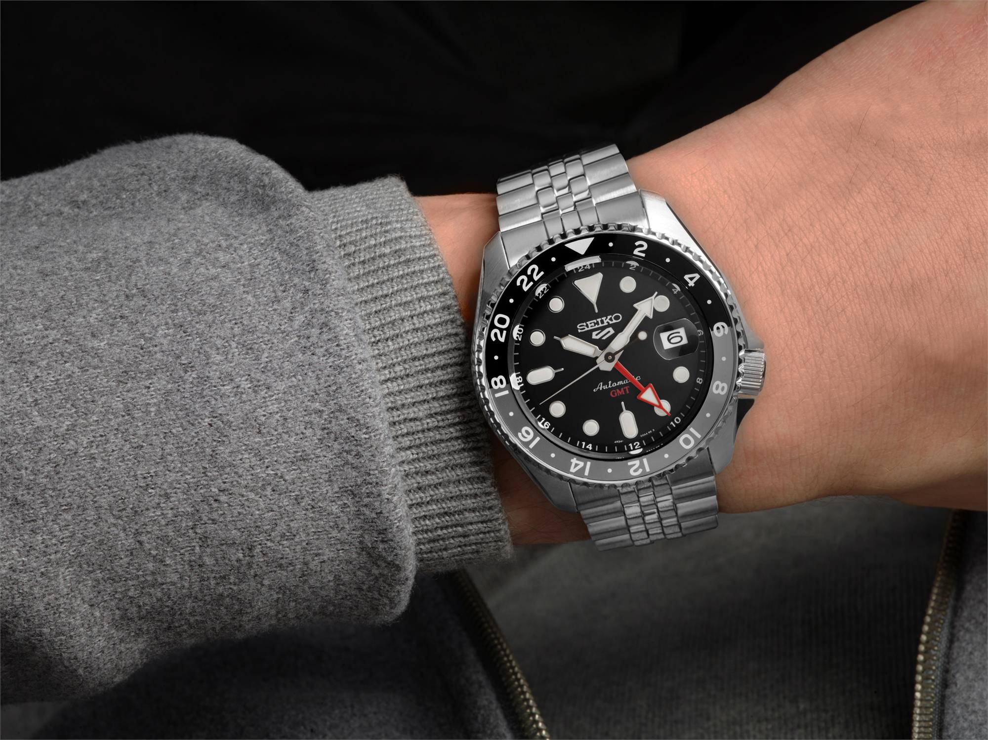 Seiko 5 Sports 'Black Grape' GMT SKX Re-Interpretation Black Dial Men's Watch SSK001K1