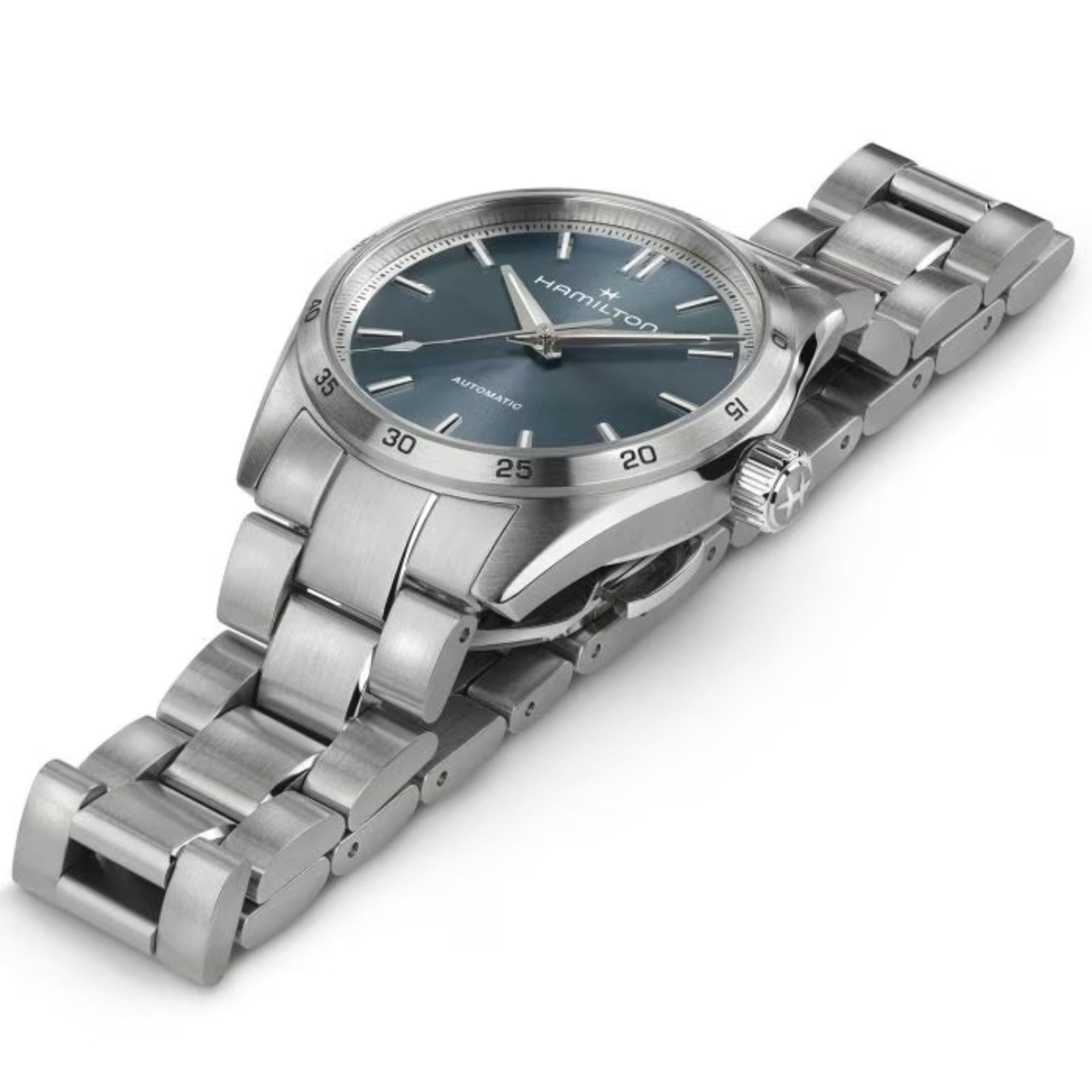 Hamilton Jazzmaster 34mm Blaues Zifferblatt Stahl Damen Quarz Uhr H36105140