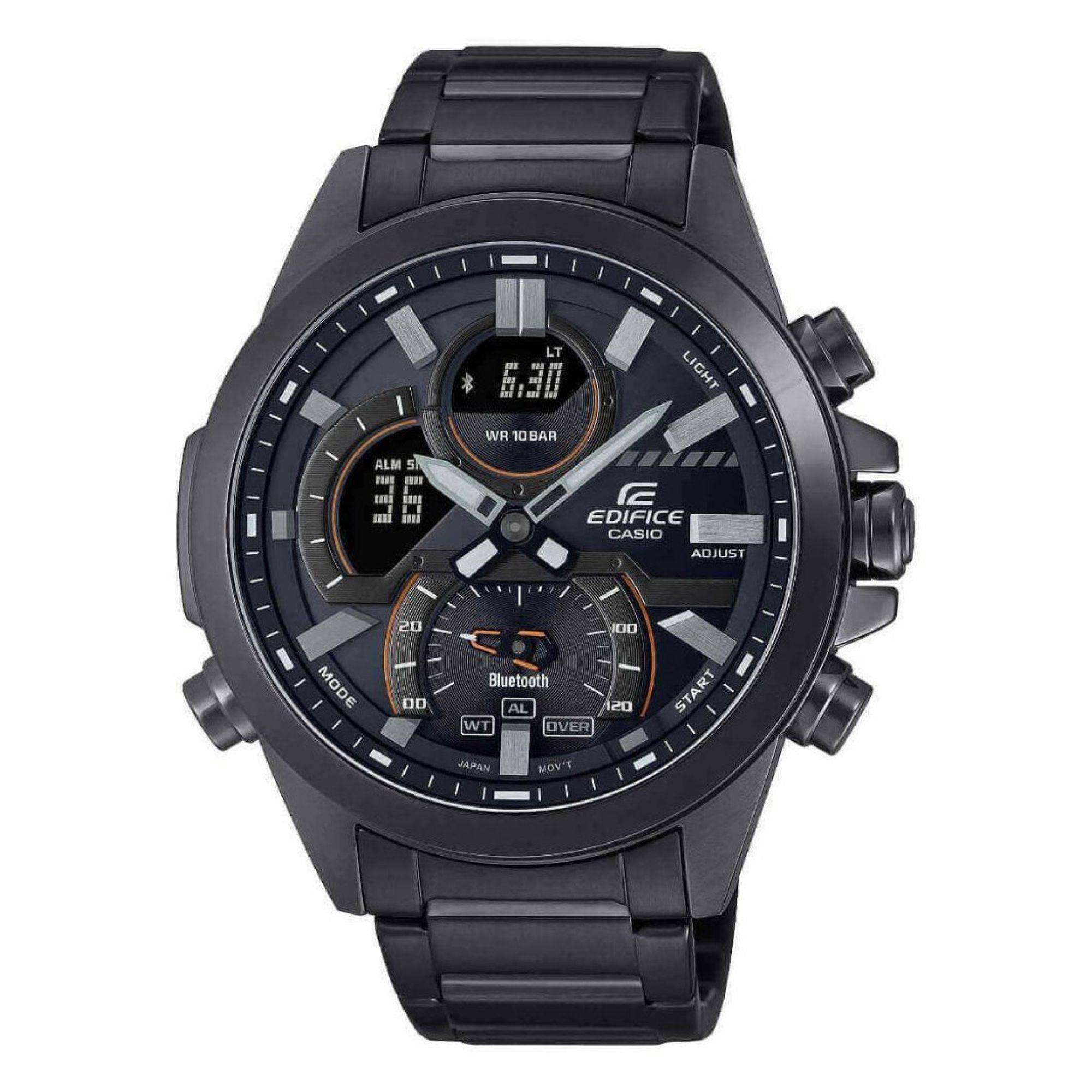 Casio Edifice Analoguhr-Digital Bluetooth Schwarzes Zifferblatt Schwarze PVD Herrenuhr ECB-30DC-1AEF