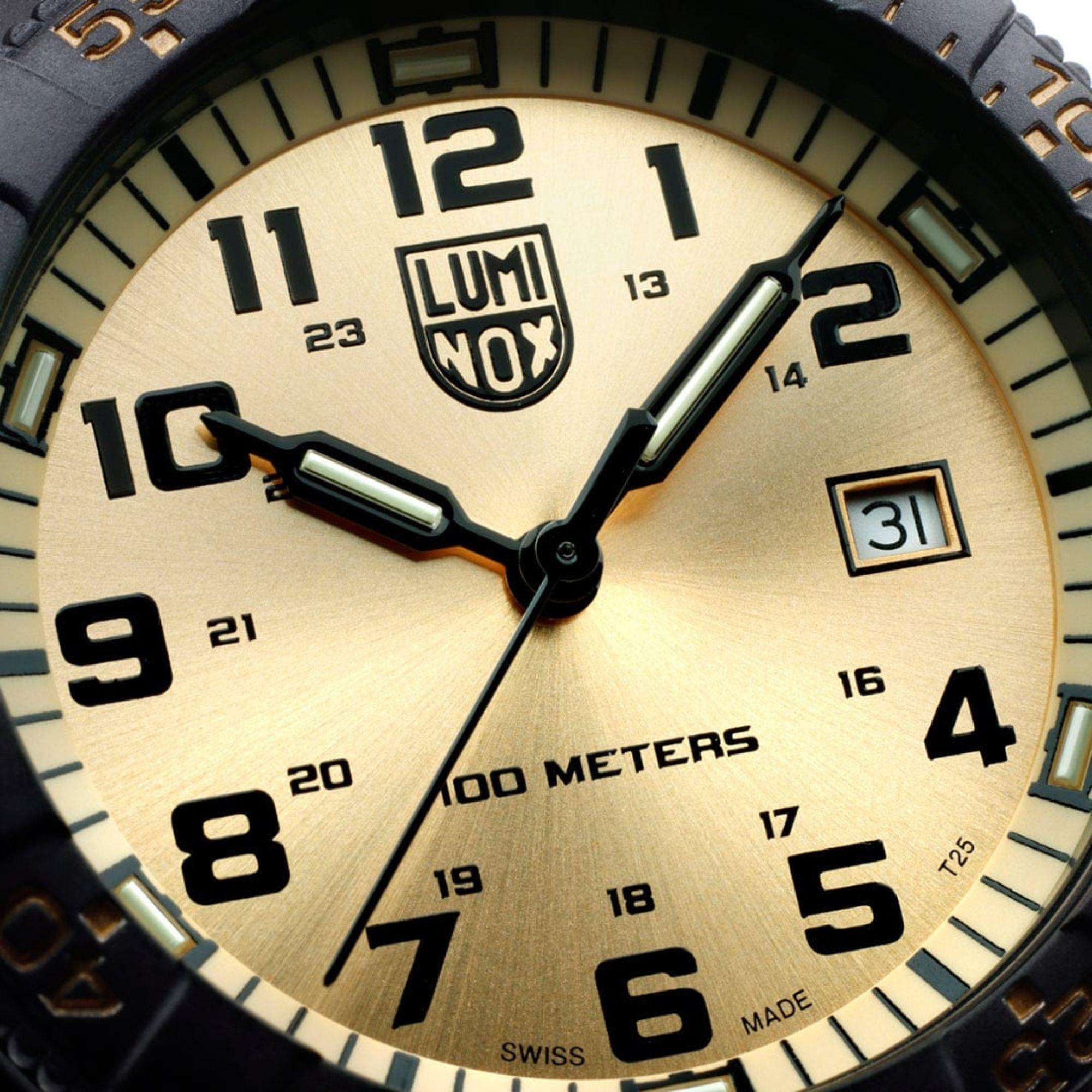 Luminox Leatherback Sea Turtle Giant Serie Golden Zifferblatt Schwarzes PU-Armband Herren Uhr XS.0325.GP
