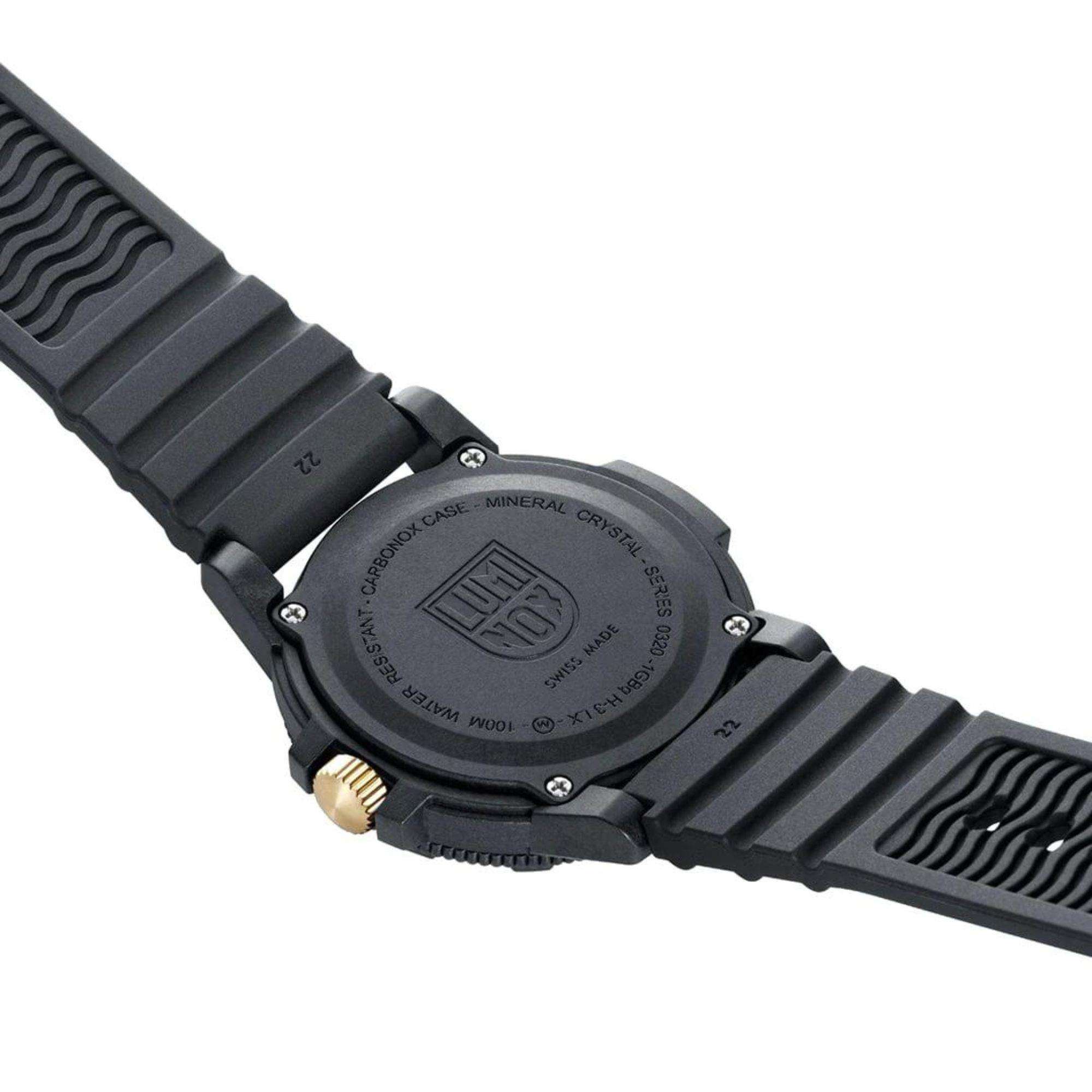 Luminox Leatherback Sea Turtle Giant Serie Golden Zifferblatt Schwarzes PU-Armband Herren Uhr XS.0325.GP