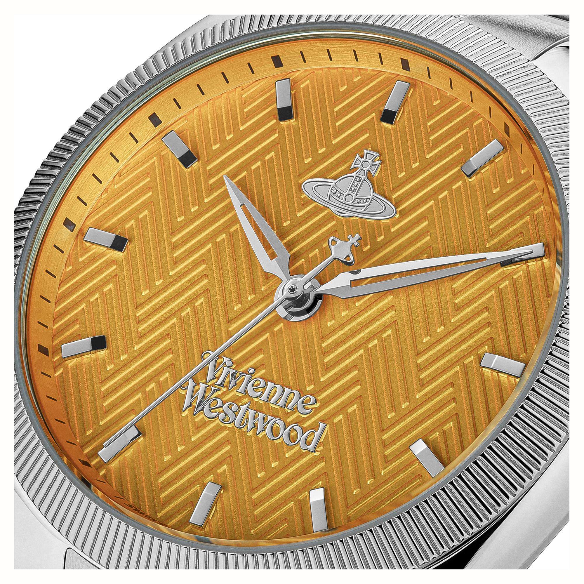 Vivienne Westwood The Mews Orange Dial Stainless Steel Bracelet Ladies Watch VV281TNSL
