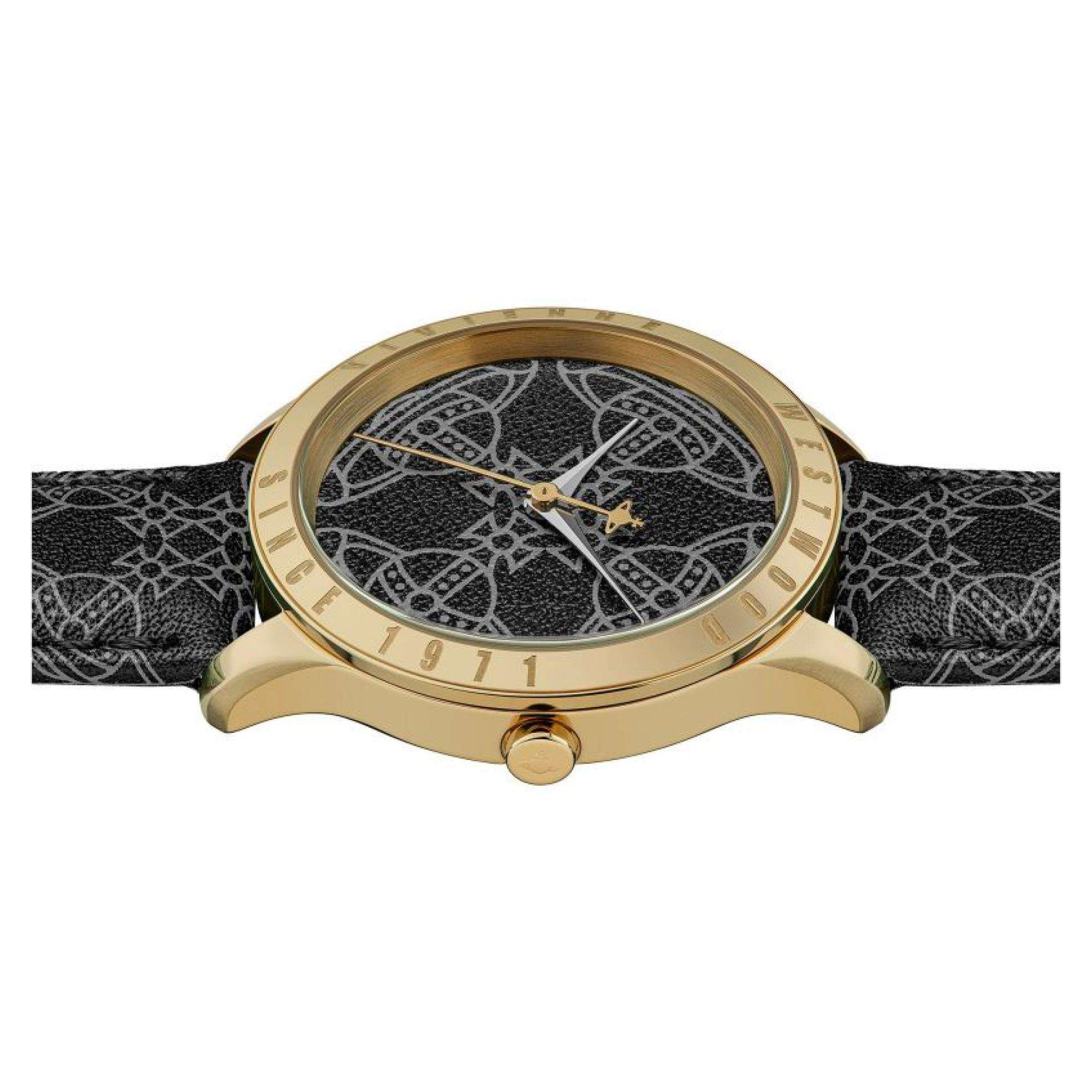 Vivienne Westwood Berkeley Schwarzes Zifferblatt Lederarmband Damenuhr VV268GDBK