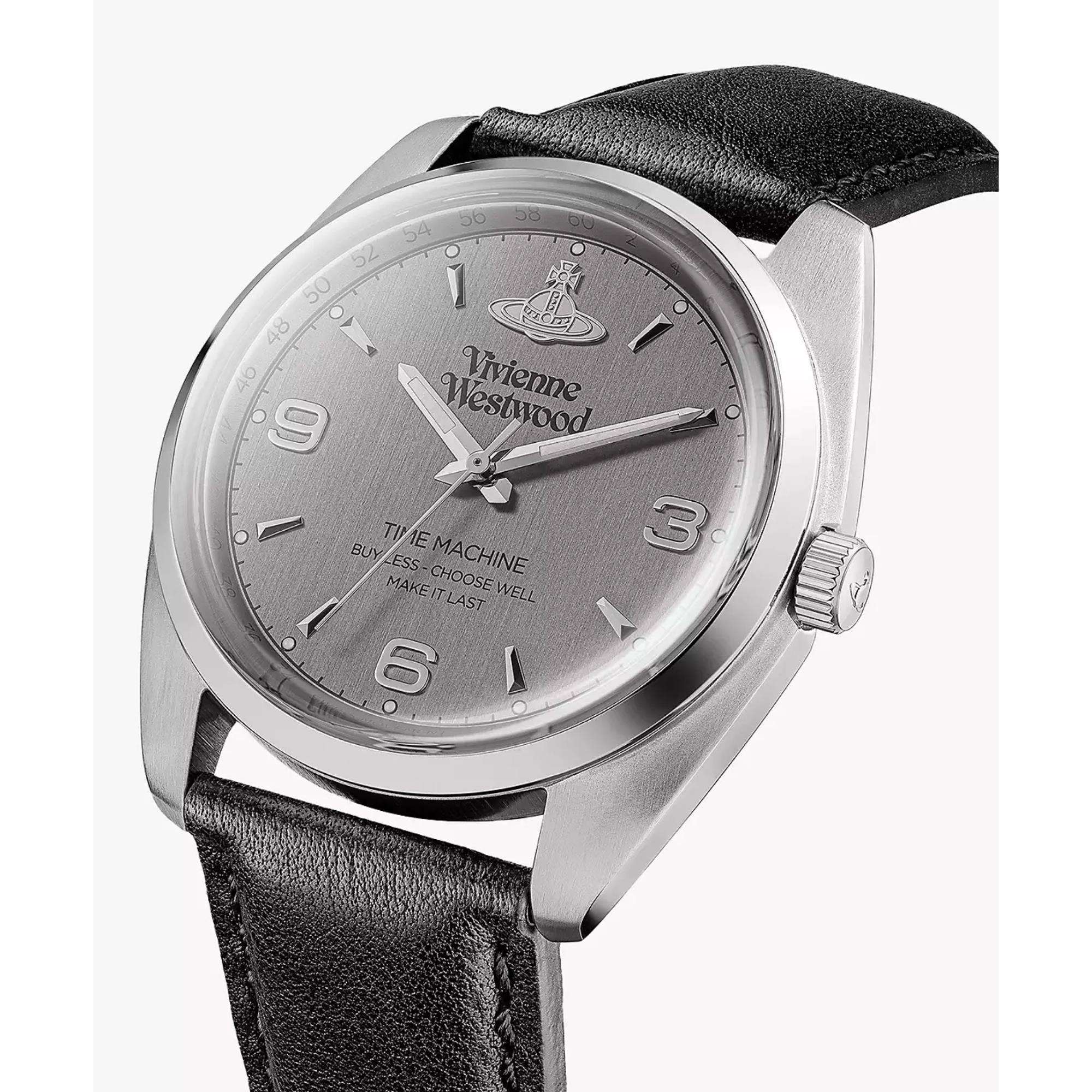 Vivienne Westwood Pennington Grey Dial Black Leather Strap Watch VV274CGBK