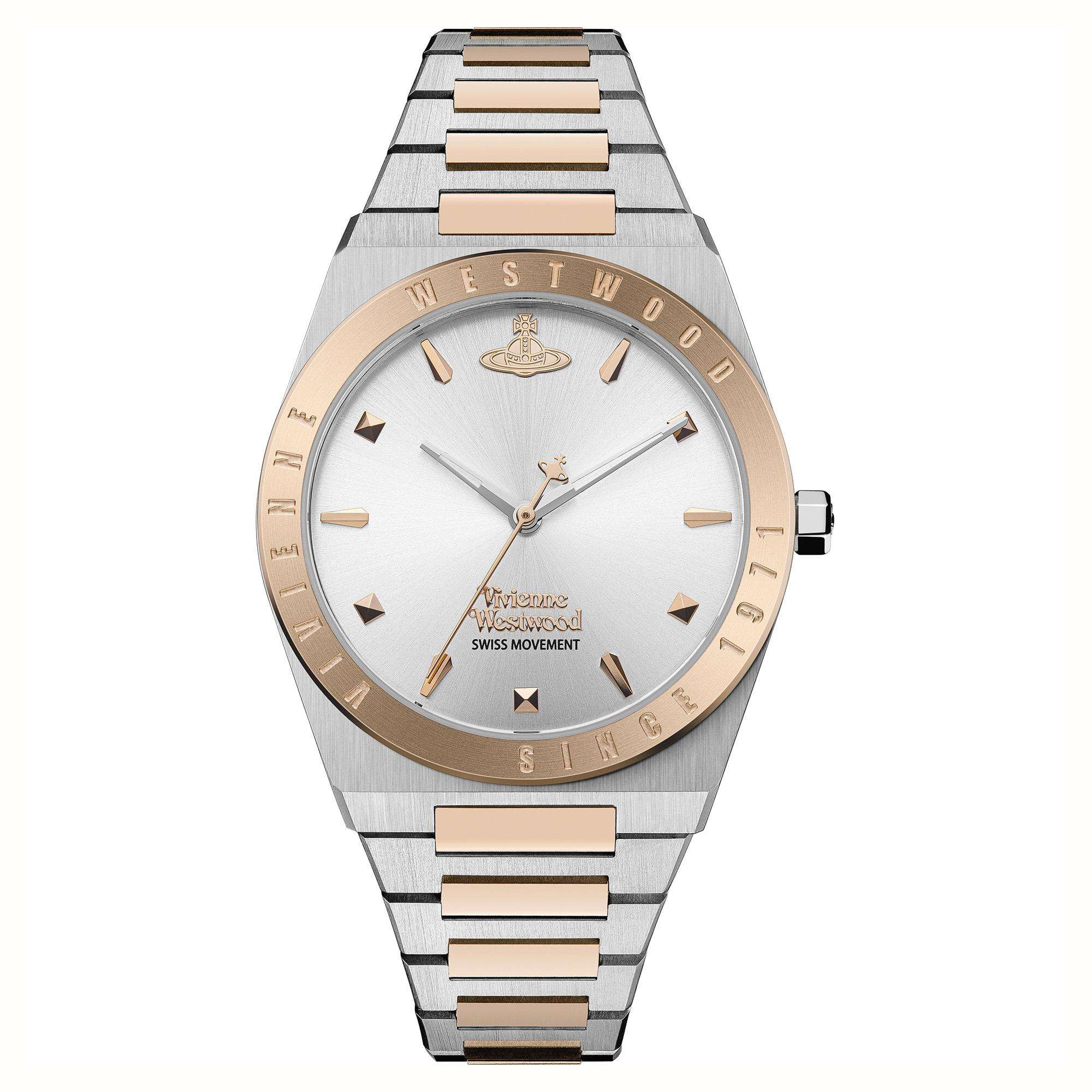 Vivienne Westwood Charterhouse Silbernes Zifferblatt Zweifarbiges Edelstahlarmband Damenuhr VV244SLSR