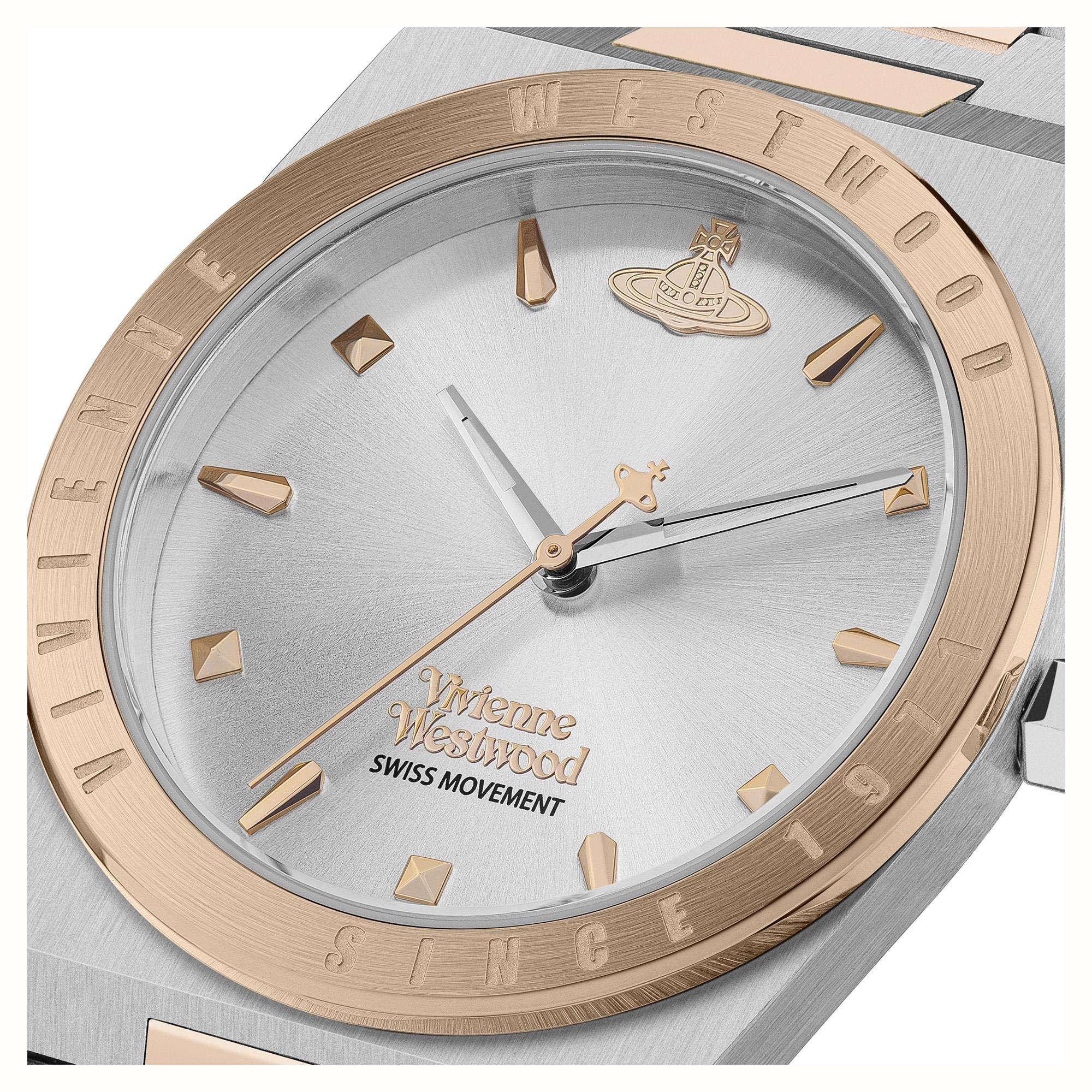 Vivienne Westwood Charterhouse Silbernes Zifferblatt Zweifarbiges Edelstahlarmband Damenuhr VV244SLSR
