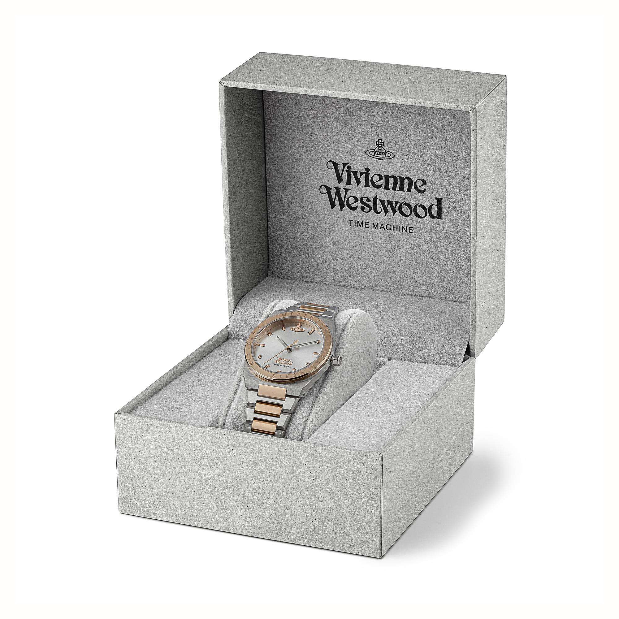 Vivienne Westwood Charterhouse Silbernes Zifferblatt Zweifarbiges Edelstahlarmband Damenuhr VV244SLSR