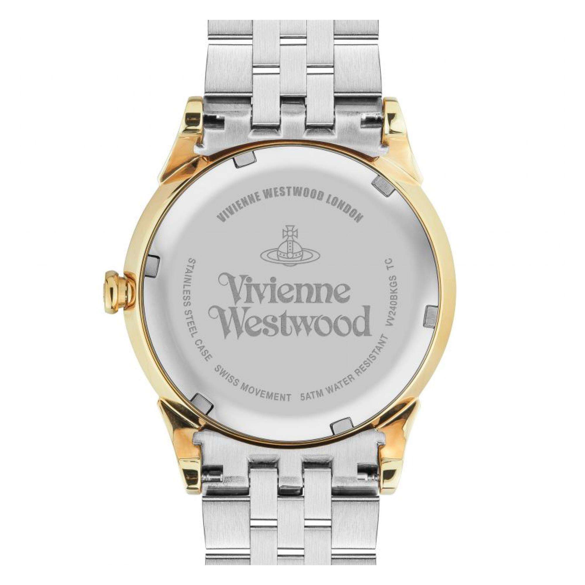 Vivienne Westwood Seymour Quarz Schwarzes Zifferblatt Zweifarbiges Silber-Gold Edelstahl Damenuhr VV240BKGS