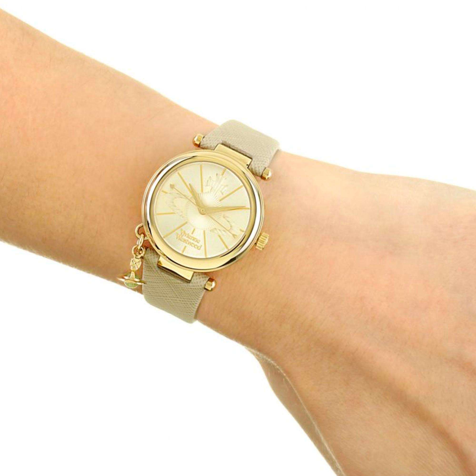 Vivienne Westwood Orb Pop Quartz Silver Dial Leather Strap Ladies Watch VV006GDCM