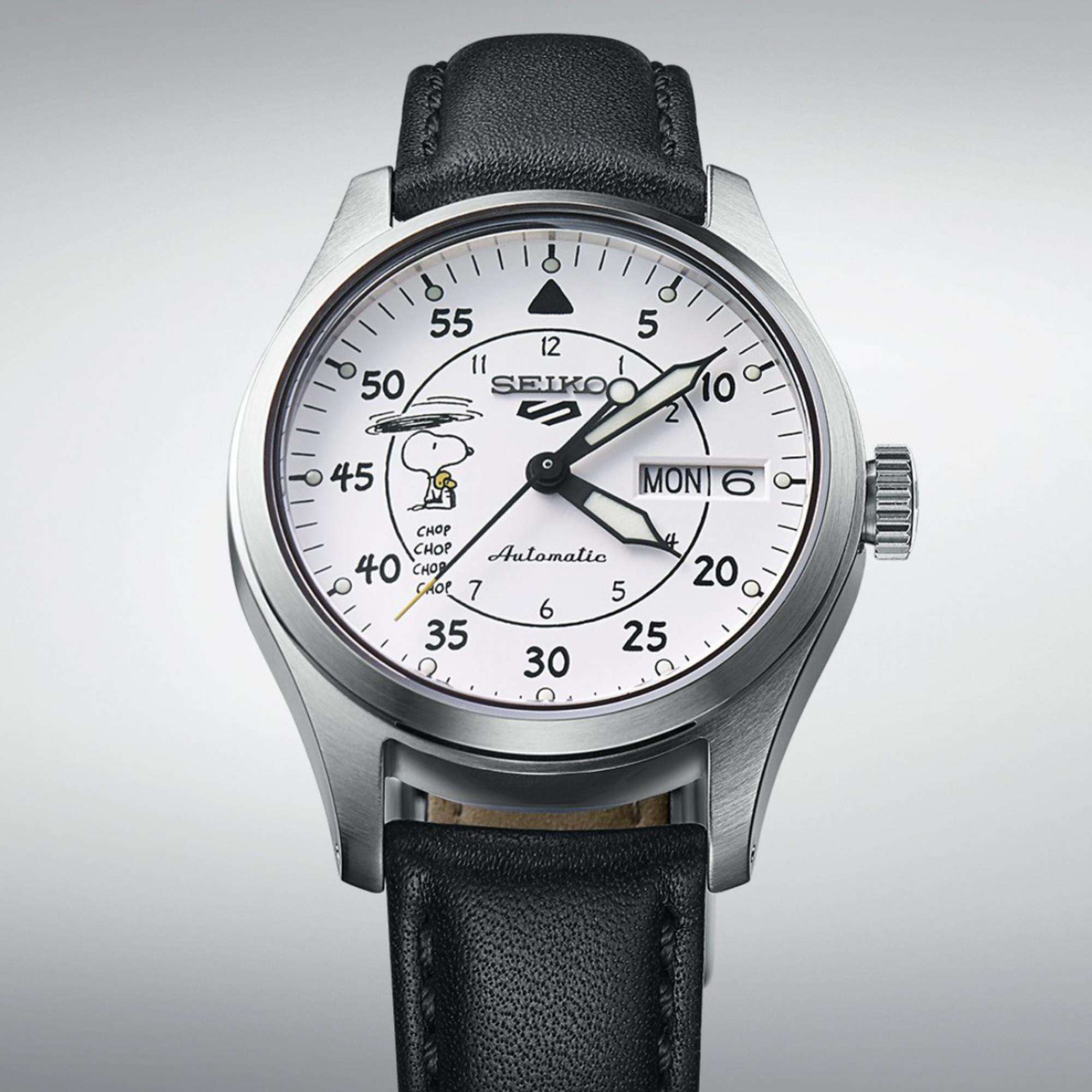 Seiko 5 Sports X Peanuts Fallschirm Limited Edition Automatik Weißes Zifferblatt Uhr SRPK27K1
