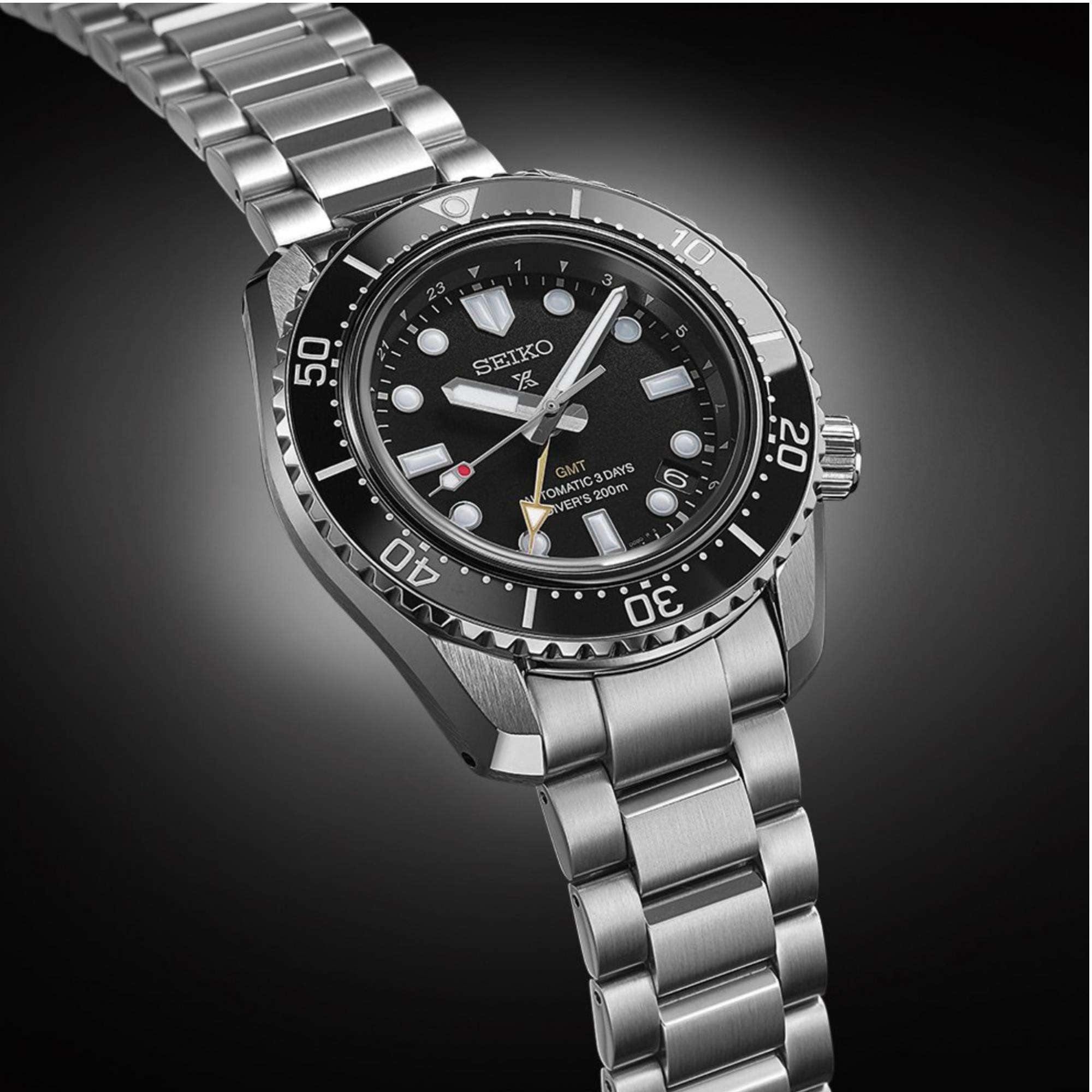 Seiko Prospex "Dark Depths" Taucher GMT 1968 Modernes Re-Interpretation Automatik Schwarzes Zifferblatt Herren Uhr SPB383J1