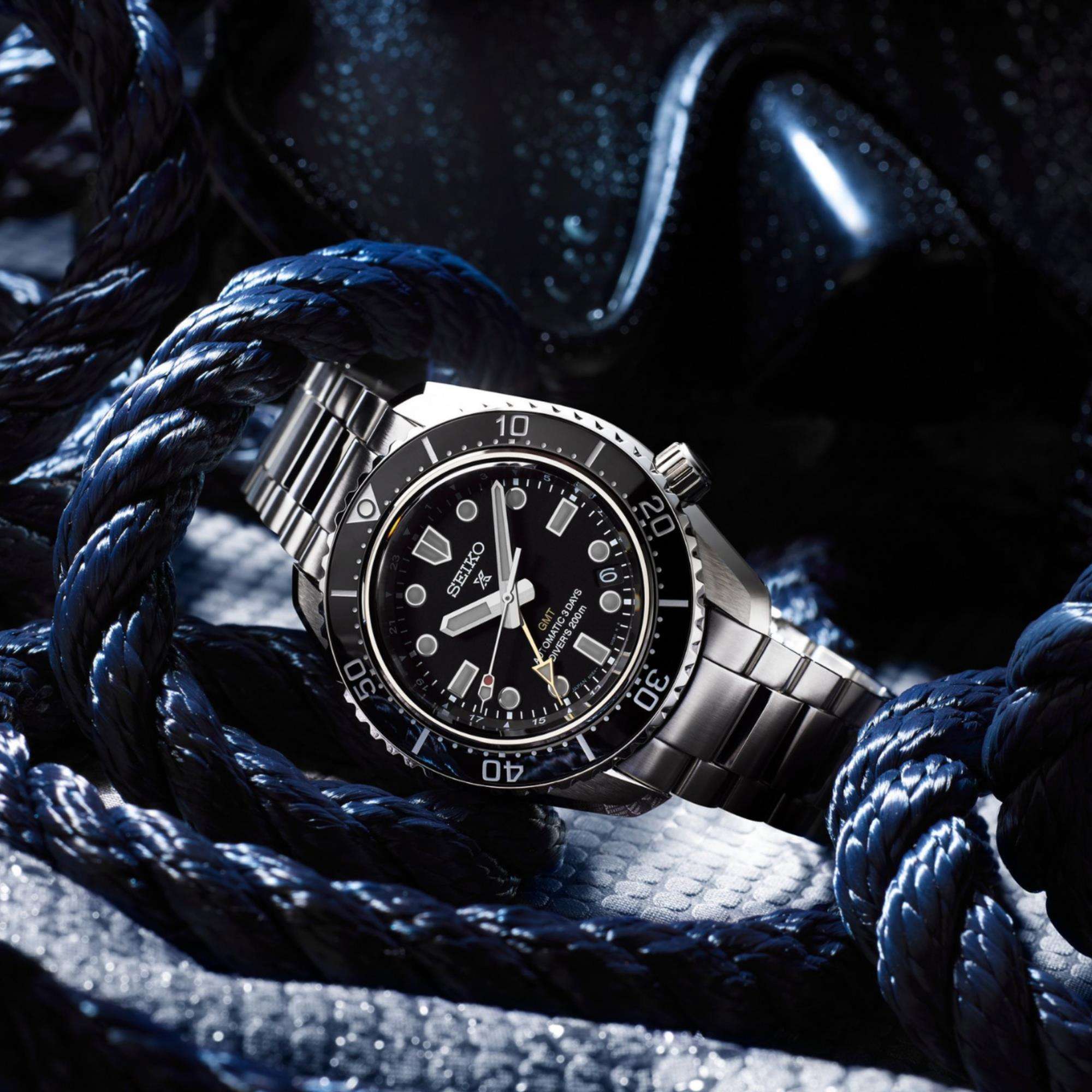 Seiko Prospex "Dark Depths" Taucher GMT 1968 Modernes Re-Interpretation Automatik Schwarzes Zifferblatt Herren Uhr SPB383J1