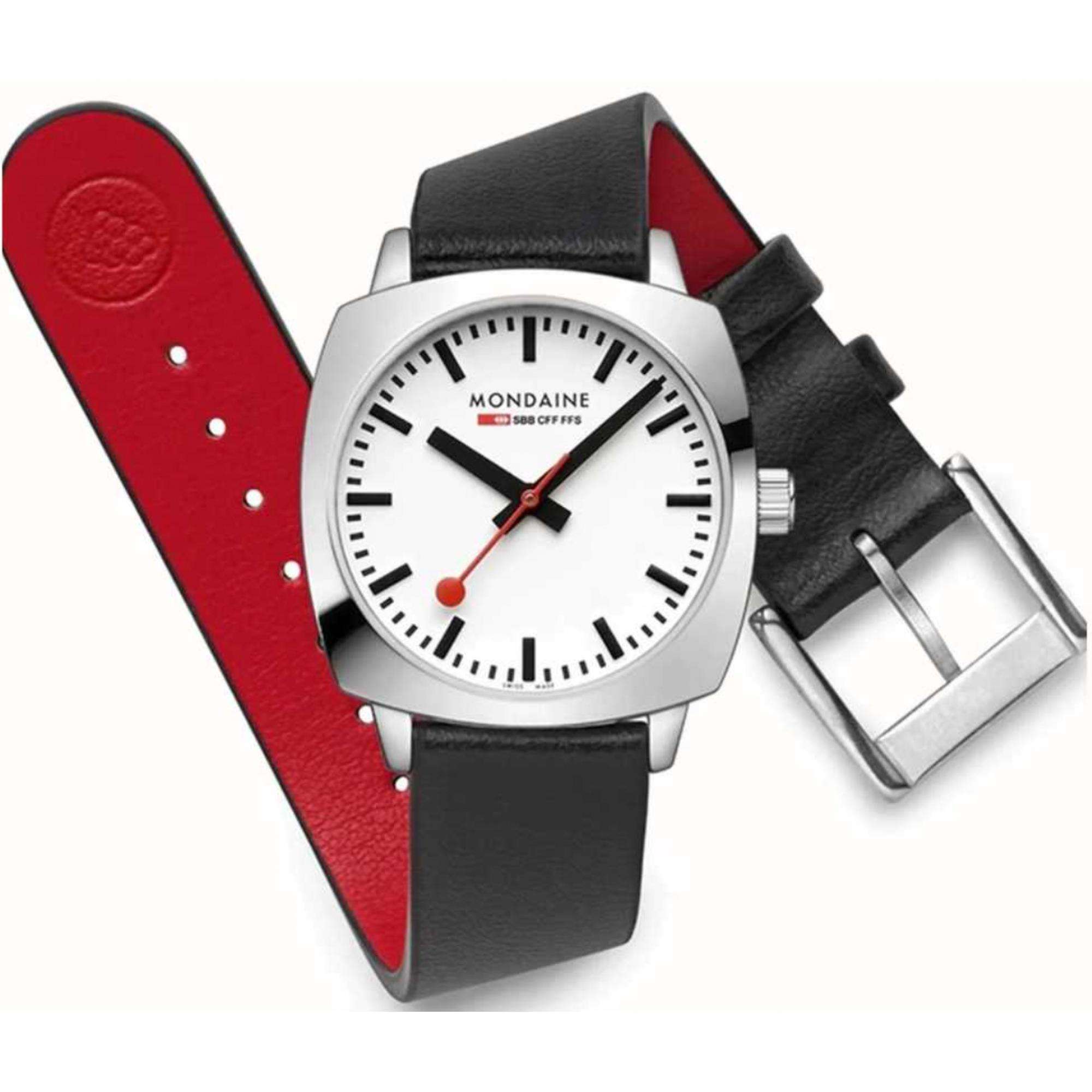 Mondaine Cushion 31mm White Dial Leather Ladies Quartz Watch MSL.31110.LBV