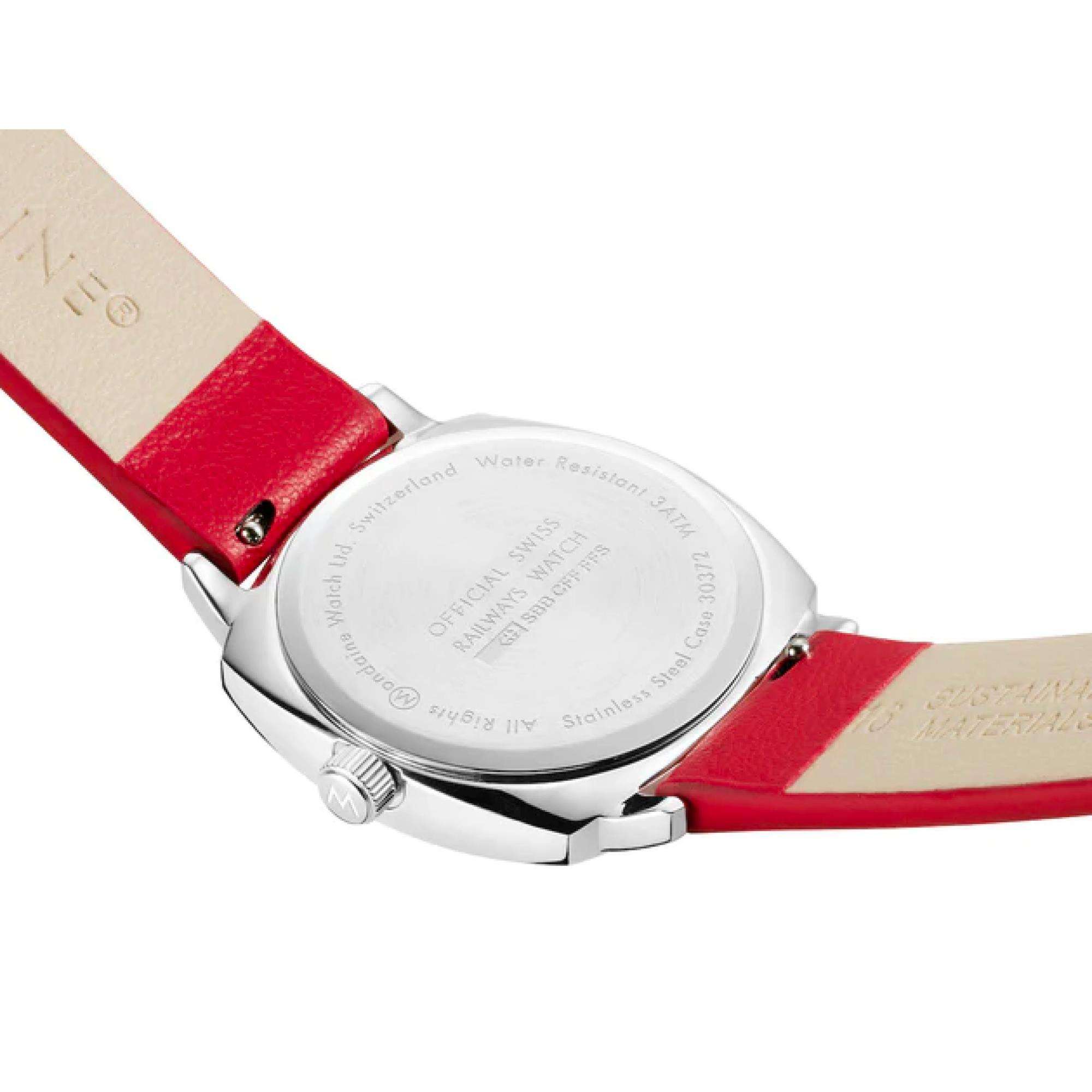 Mondaine Cushion 31mm Weißes Zifferblatt Leder Damen Quarz Uhr MSL.31110.LCV