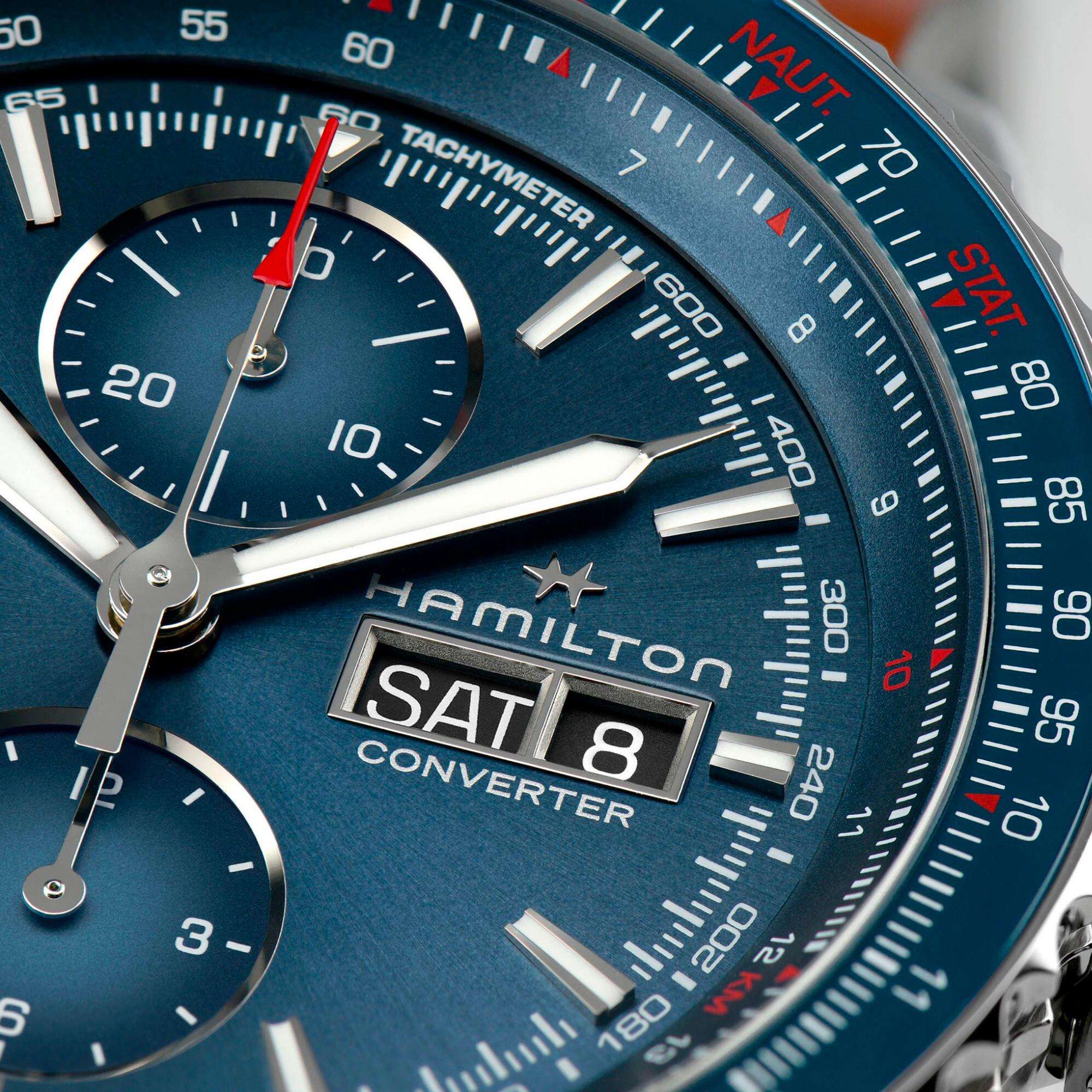 Hamilton Khaki Aviation 44mm Chronograph Blue Dial Steel Mens Automatic Watch H7674614