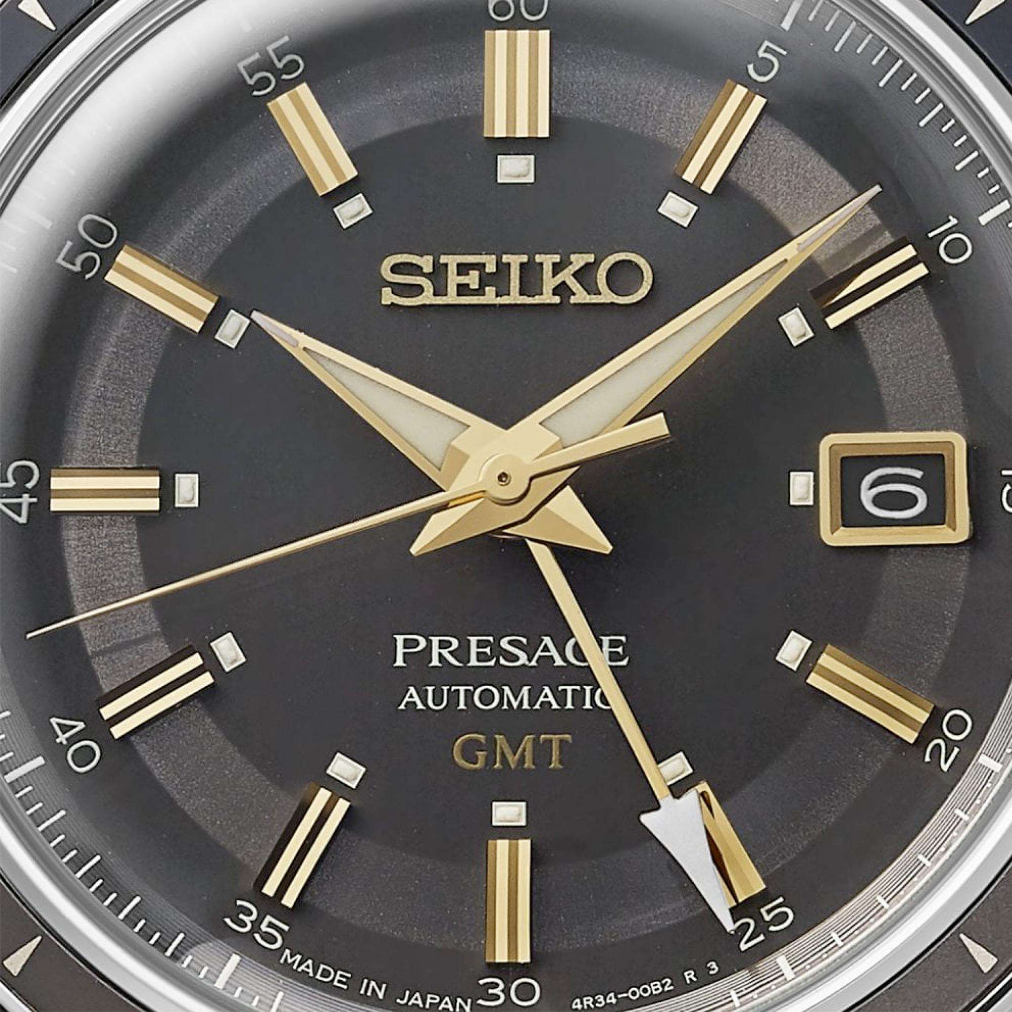 Seiko Presage ‘Fume’ Stil 60er Road Trip GMT Automatik Braunes Zifferblatt Herren Uhr SSK013J1