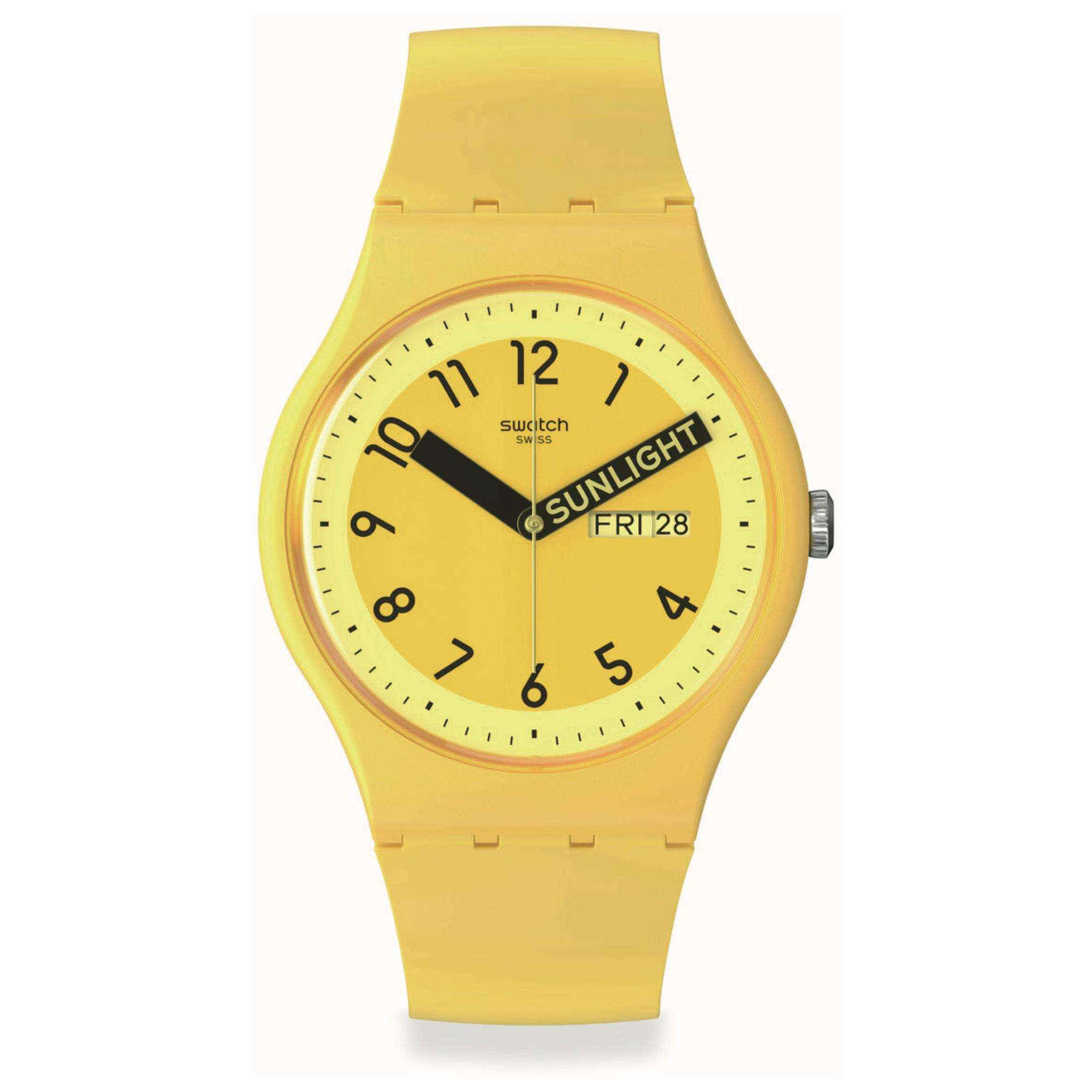 Swatch Pride 'Proudly Yellow' Quarz Gelbes Zifferblatt Uhr SO29J702