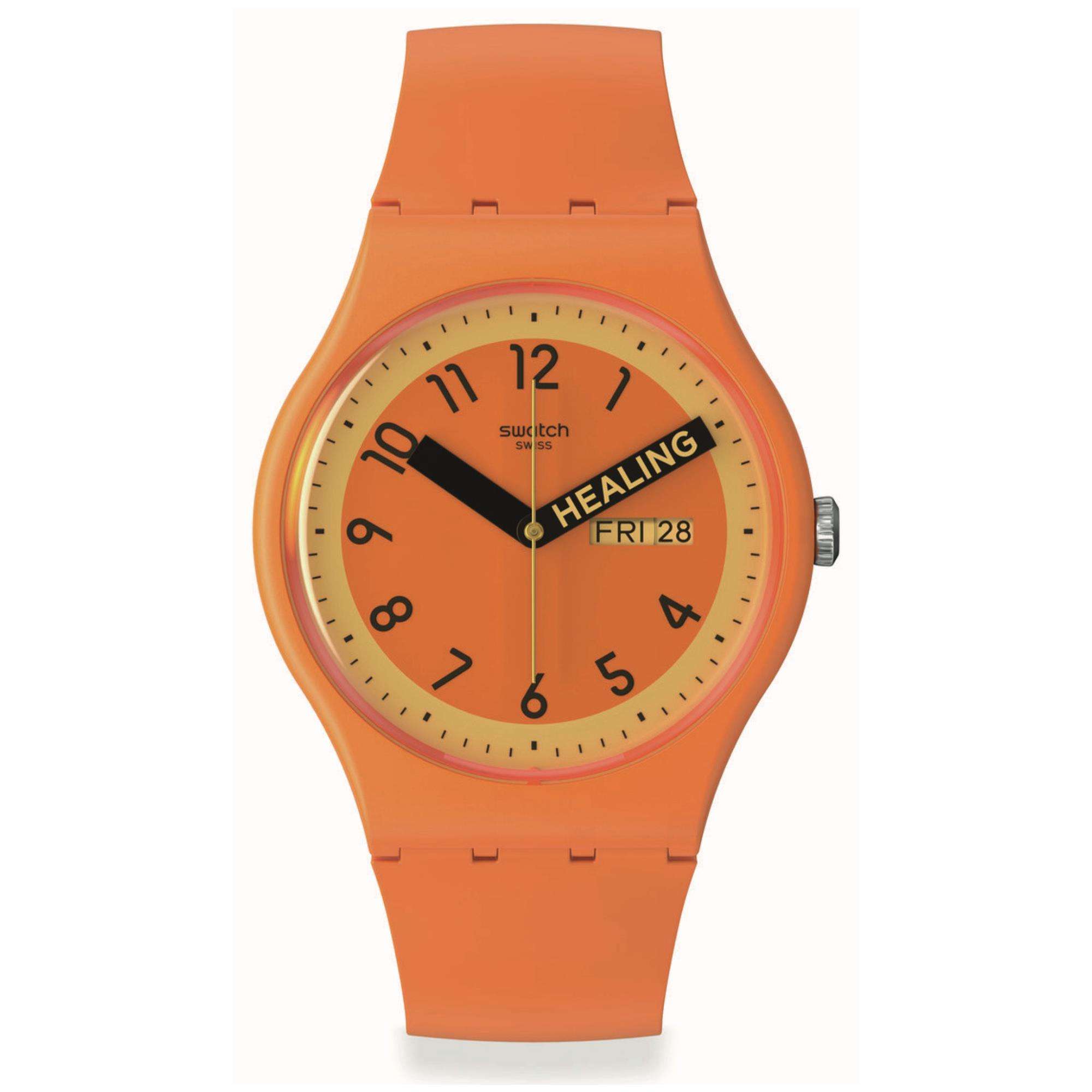 Swatch Pride 'Proudly Orange' Quarz Oranges Zifferblatt Uhr SO29O700