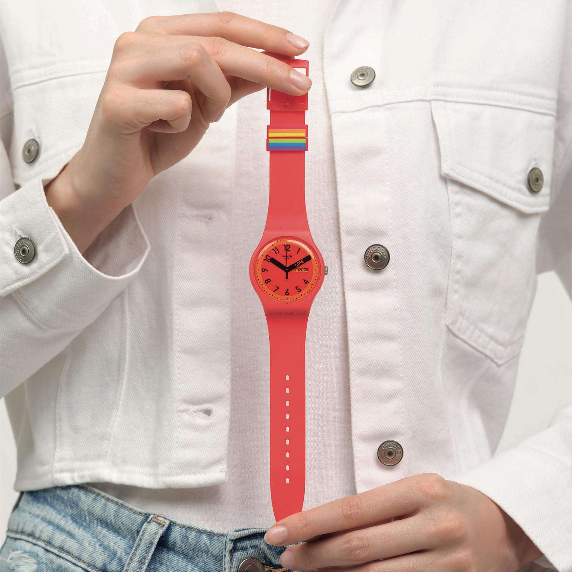 Swatch Pride 'Proudly Red'  Quartz Red Dial Unisex Watch SO29R705