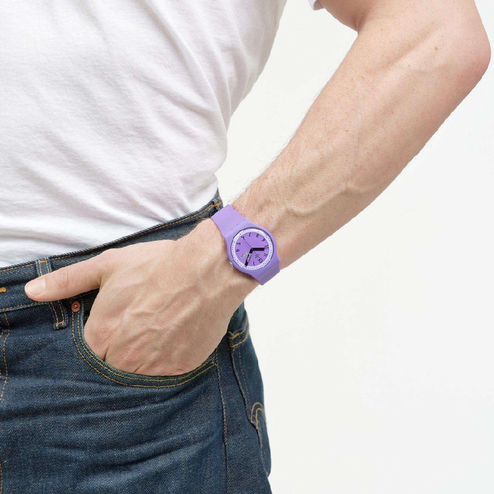 Swatch Pride Spirit 'Proudly Violet' Quarz Lila Zifferblatt Uhr SO29V700