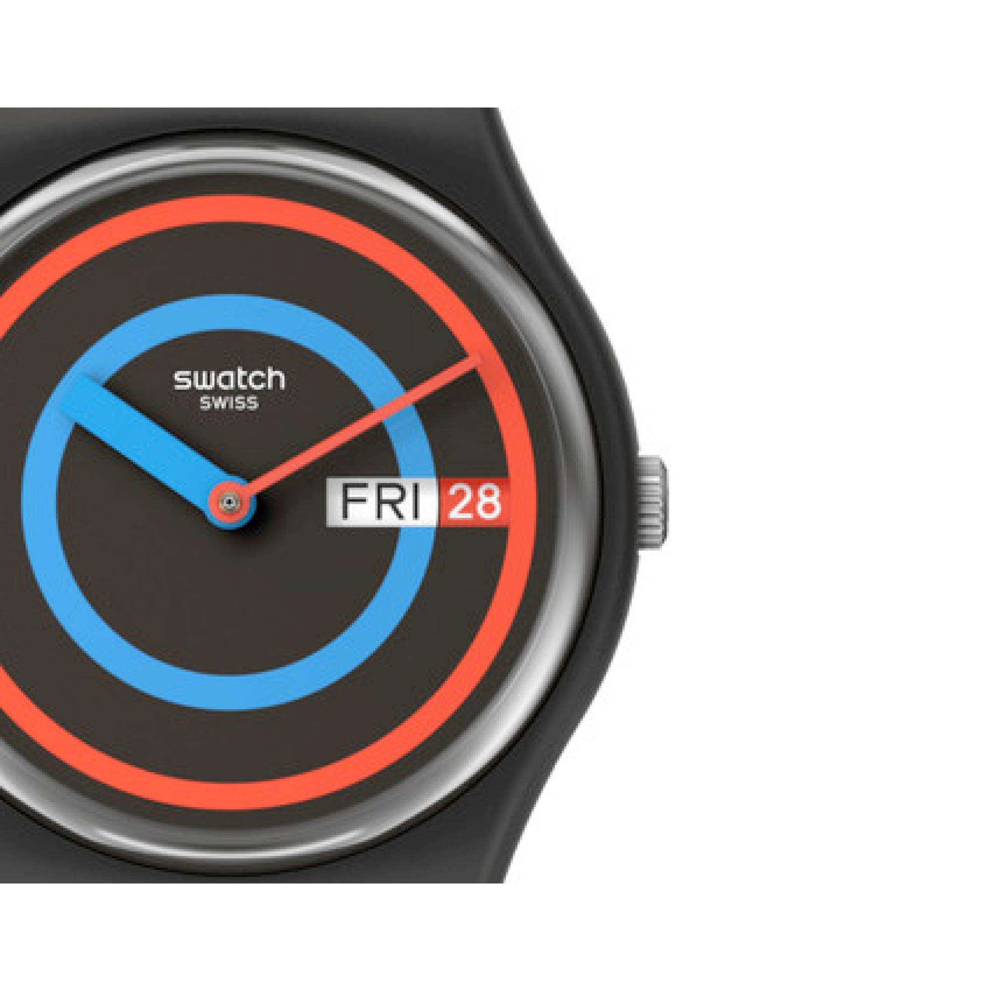 Swatch Die Januar Kollektion 'Circling Black' Quarz Uhr SO28B706