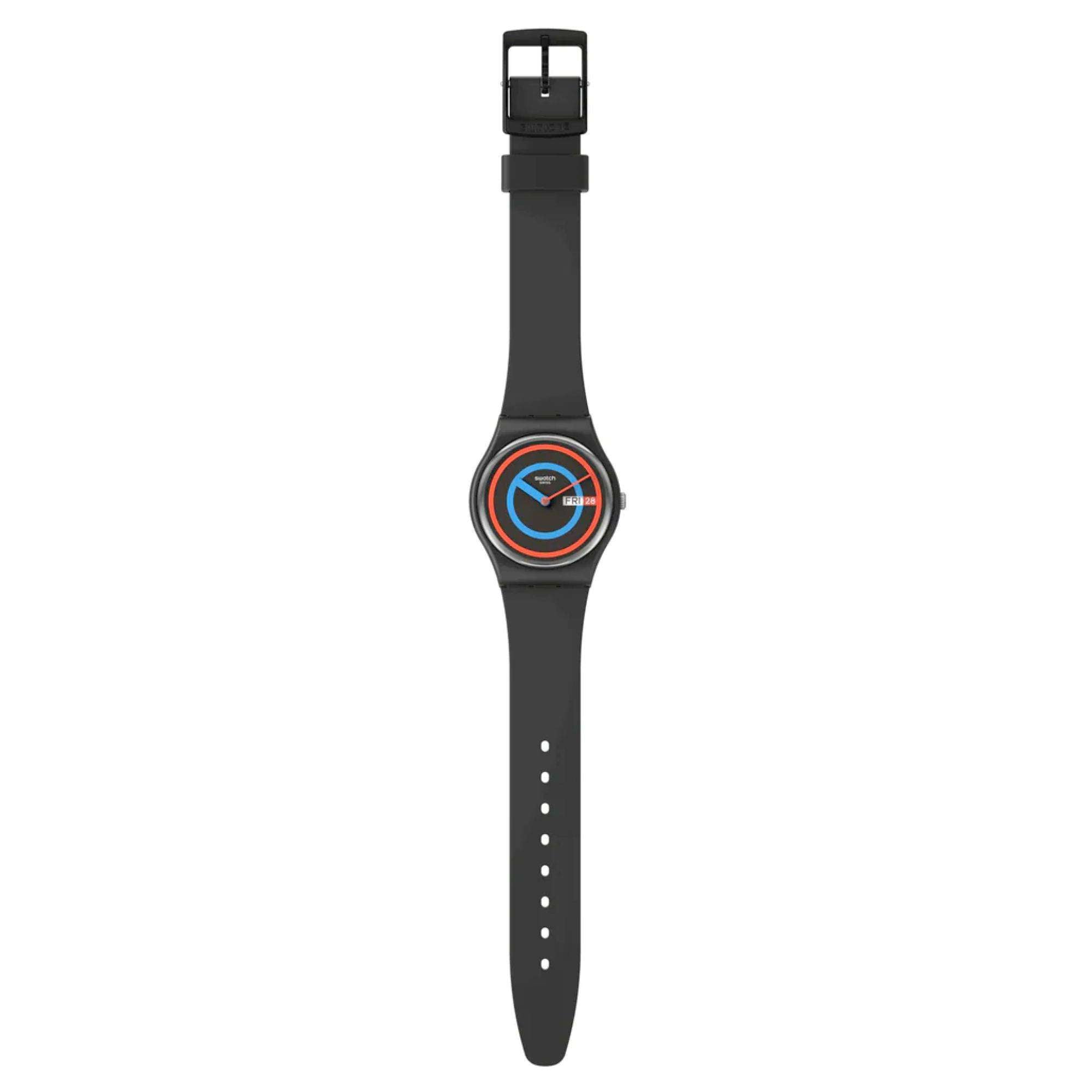 Swatch Die Januar Kollektion 'Circling Black' Quarz Uhr SO28B706