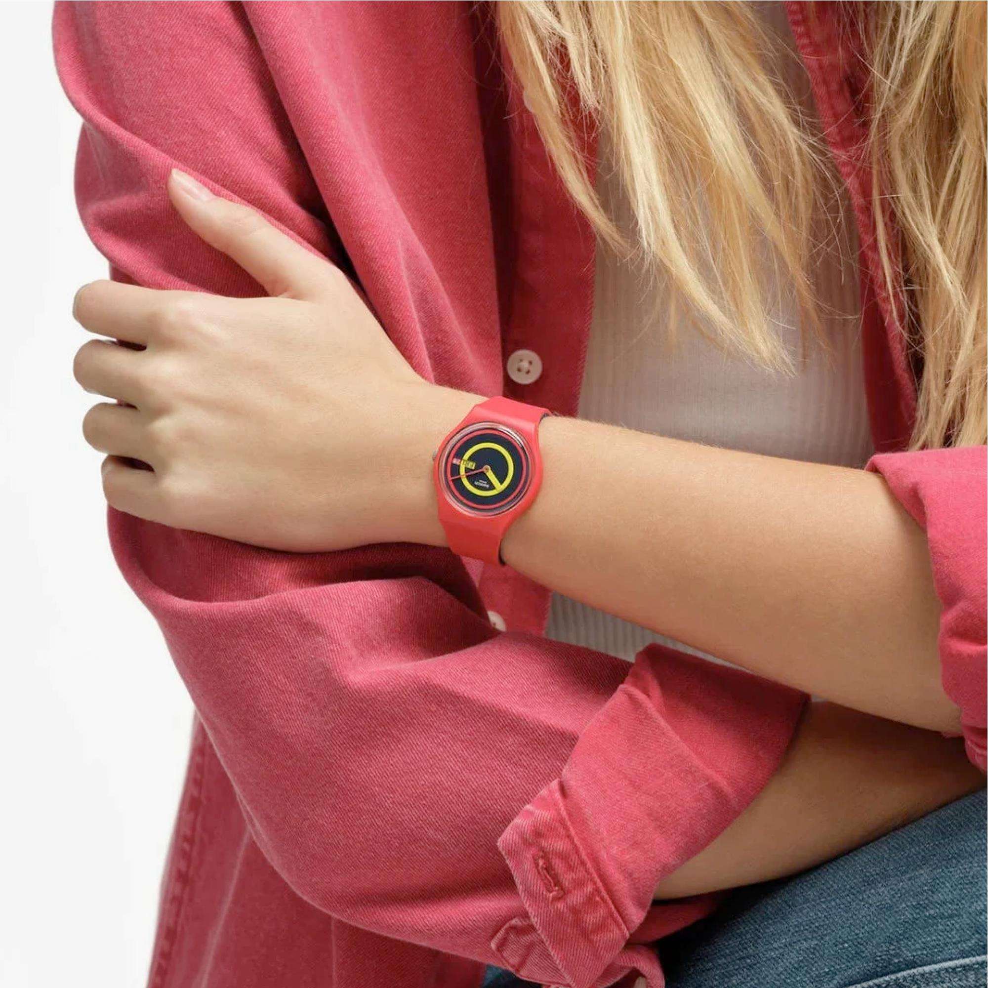 Swatch The January Collection 'Concentric Red' Quartz Watch SO28R702