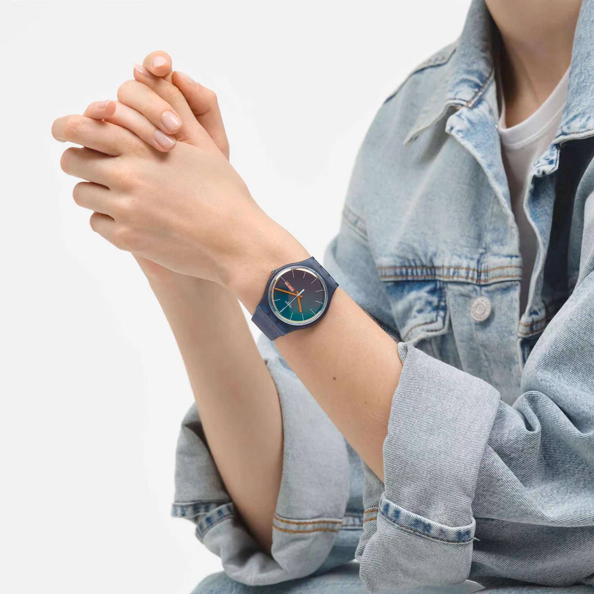 Swatch The March Collection 'Fade To Teal' Quartz Watch SO29N708