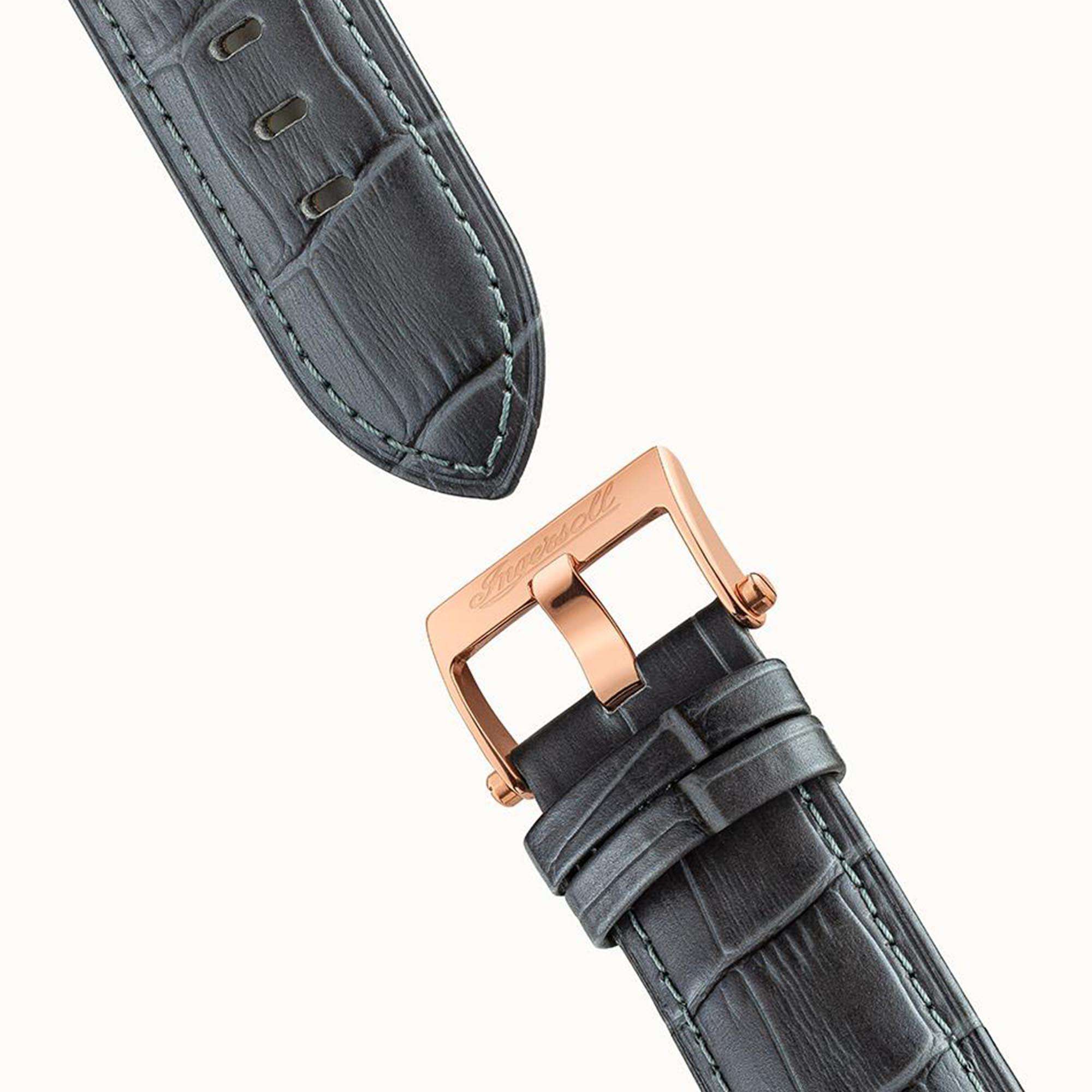 Ingersoll The Regent Automatik Schwarz Zifferblatt Lederarmband Herren Uhr I00302B