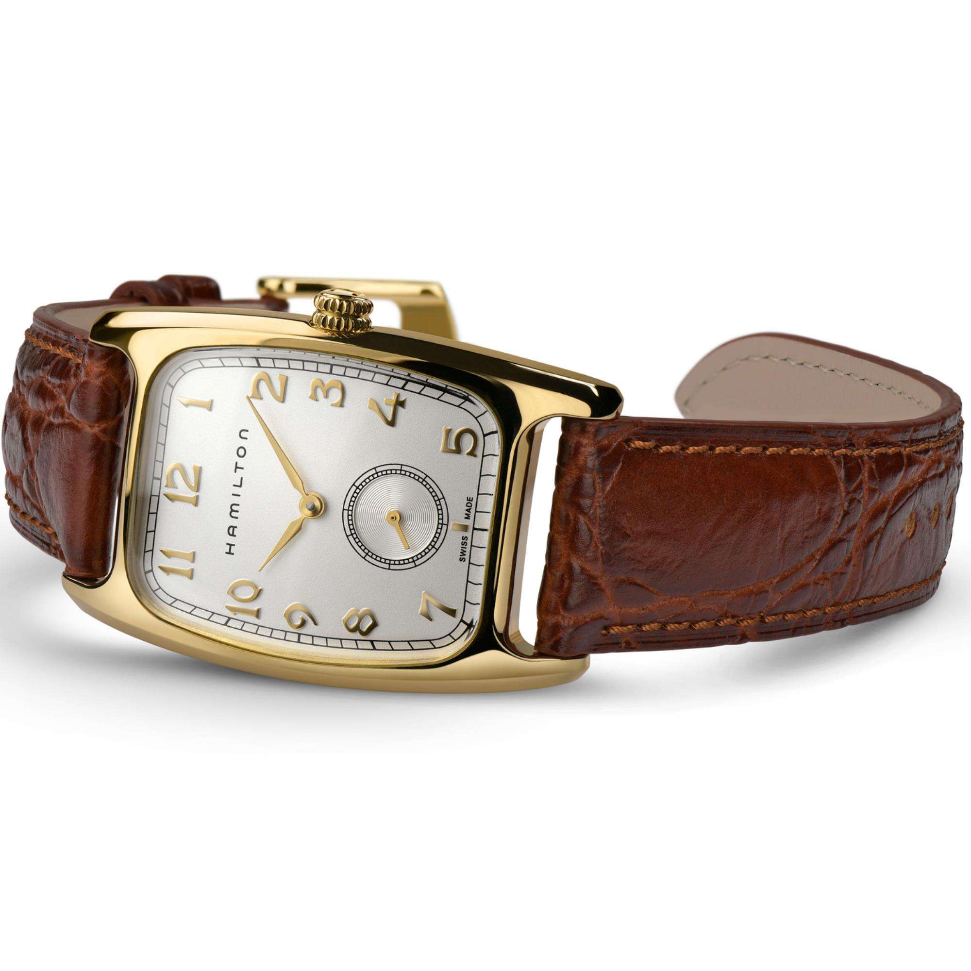 Hamilton American Classic 27mm Indiana Jones Boulton Weißes Zifferblatt Leder Herren Quarz Uhr H13431553