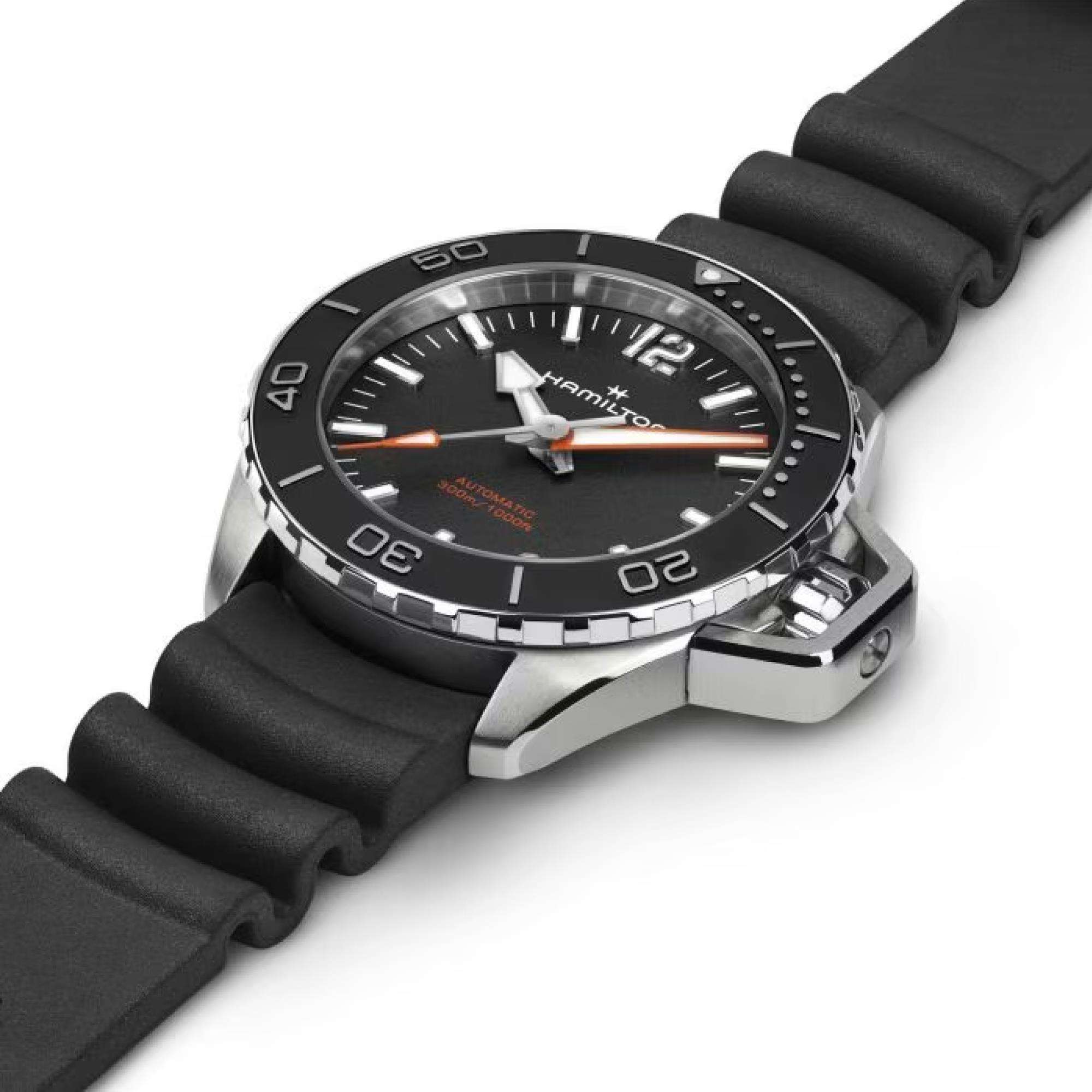 Hamilton Khaki Navy 41mm Black Dial Rubber Mens Automatic Watch H77455330