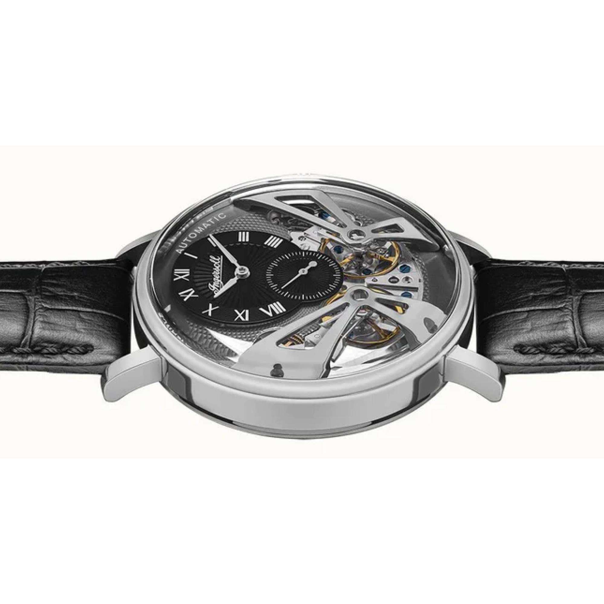 Ingersoll The Tennessee 1892 Automatik Herren Uhr Graues Zifferblatt Schwarzes Lederarmband I13103