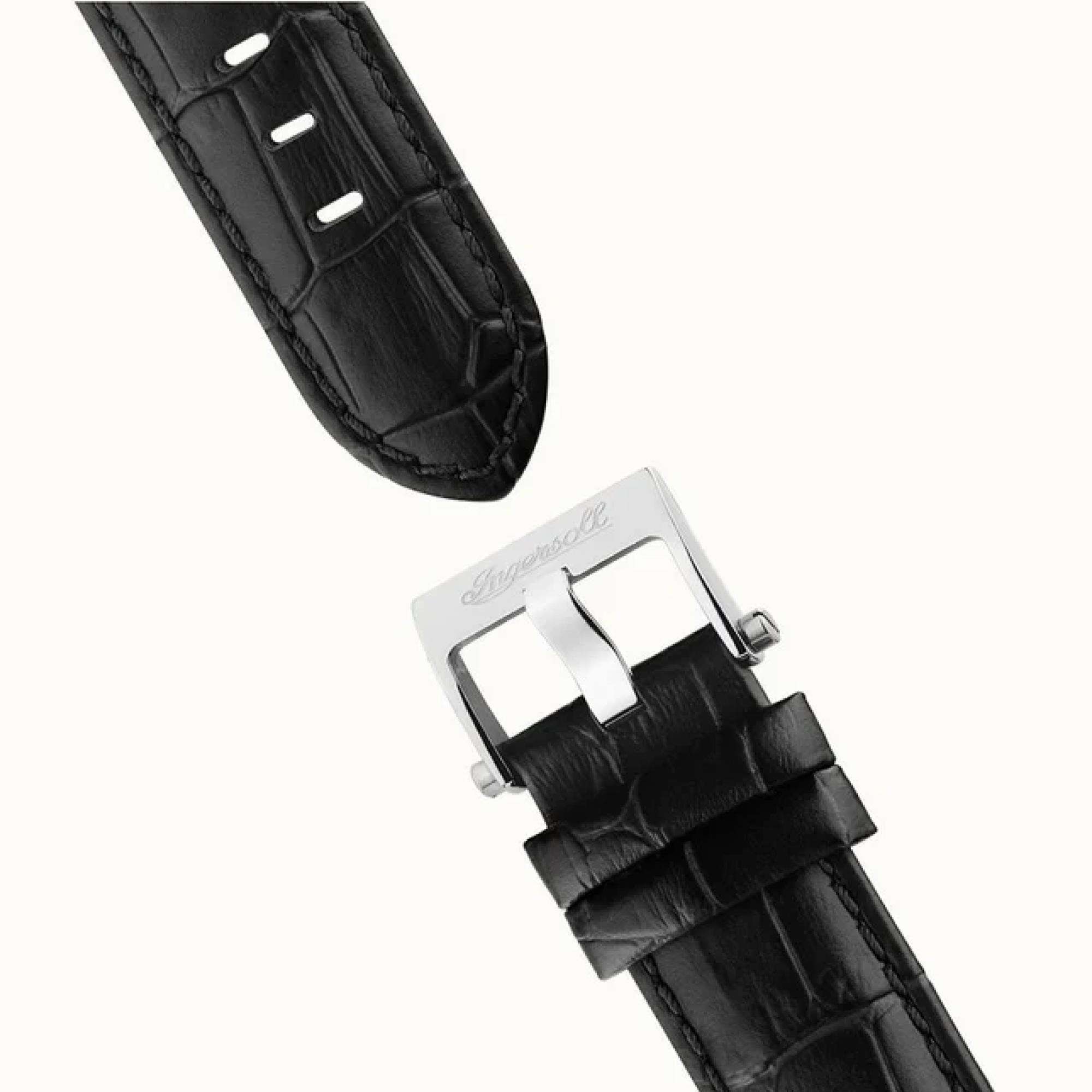 Ingersoll The Tennessee 1892 Automatik Herren Uhr Graues Zifferblatt Schwarzes Lederarmband I13103