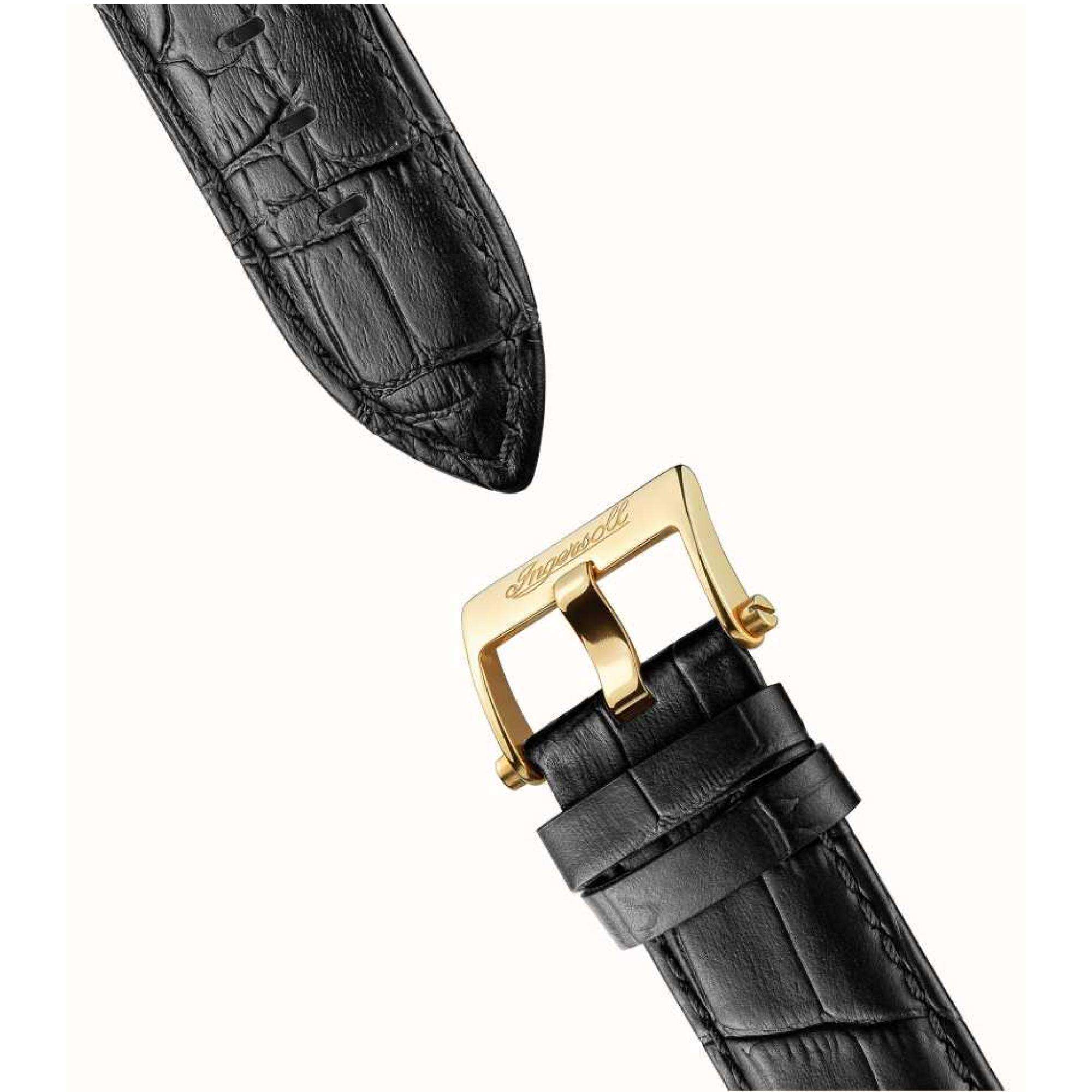 Ingersoll The Michigan 1892 Automatik Schwarzes Zifferblatt Schwarzes Lederarmband Herren Uhr I13301