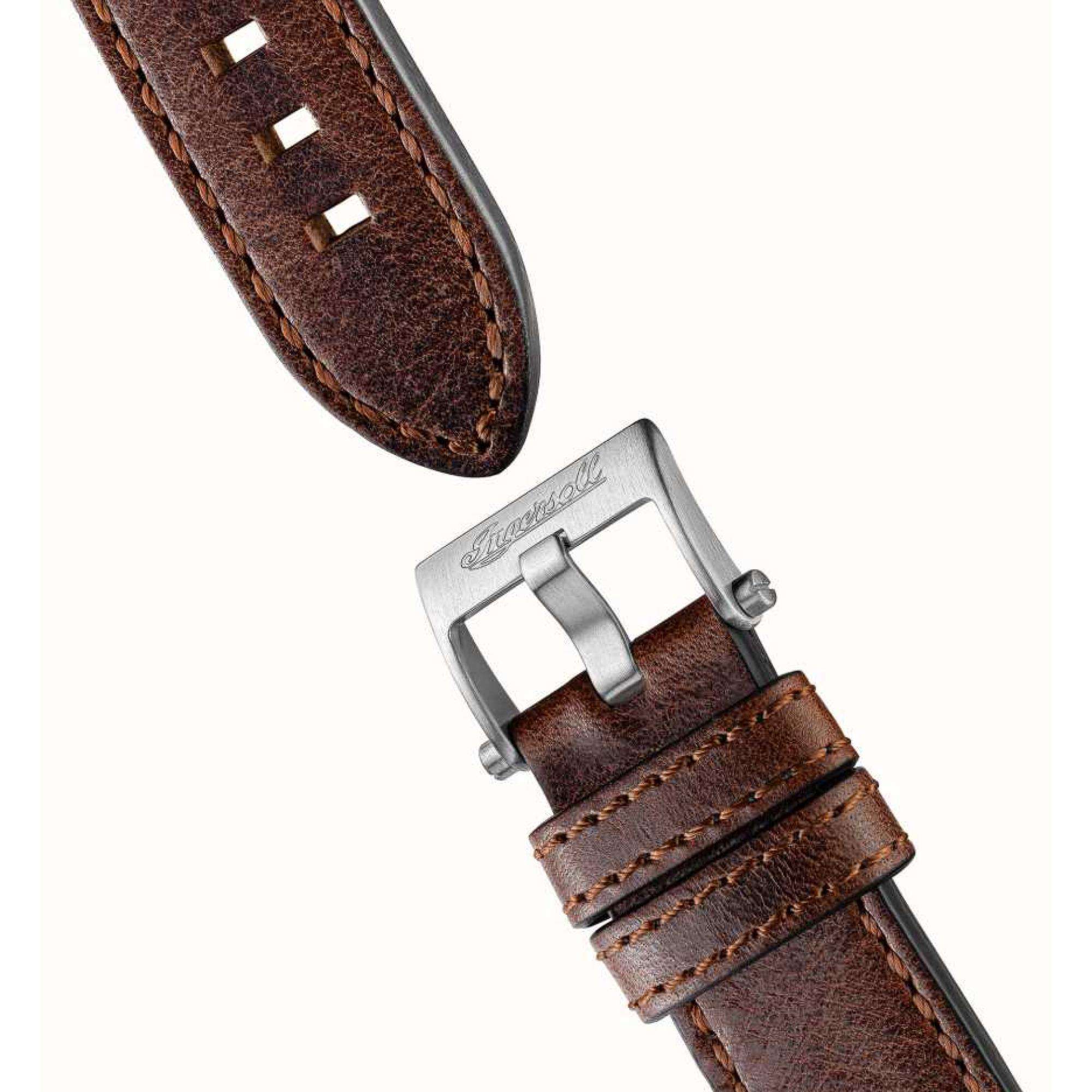 Ingersoll The Scovill 1892 Automatik Schwarzes Zifferblatt Braunes Lederarmband Herren Uhr I13901