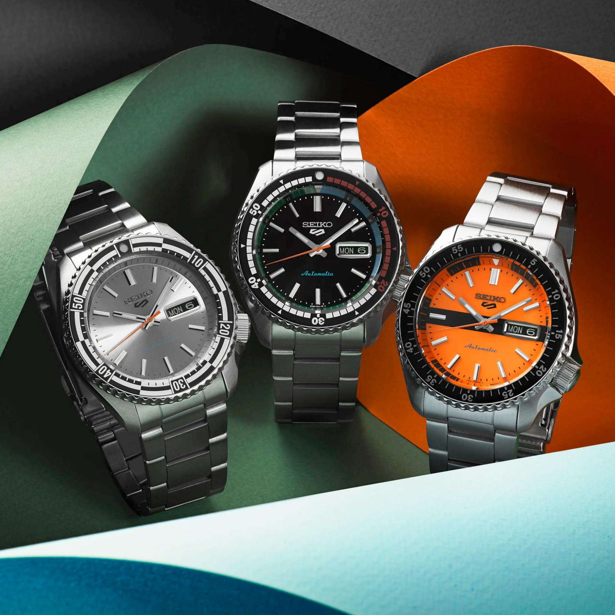 Seiko 5 Sports The New Regatta Retro Colour Collection Automatic Multicoloured Dial Men's Watch SRPK13K1