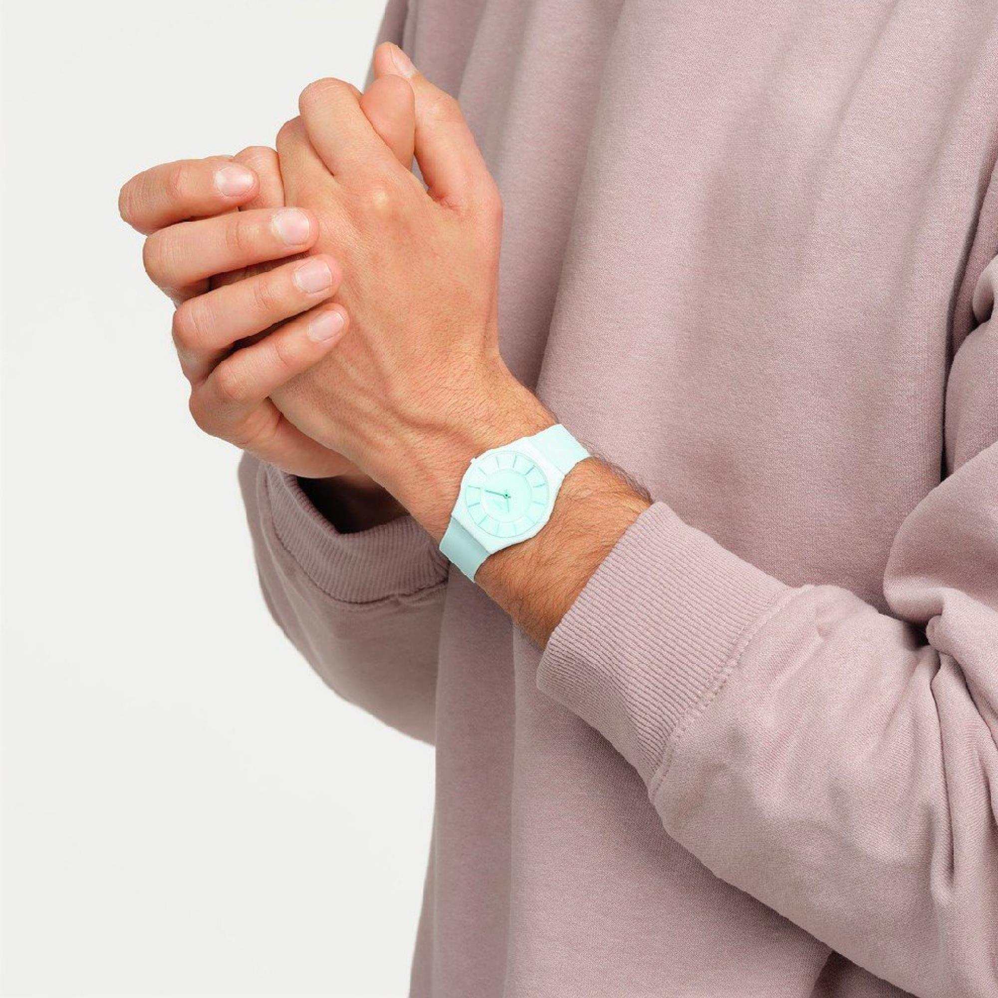 Swatch Türkis Leicht Quarz Limettengrünes Armbanduhr SS08G107