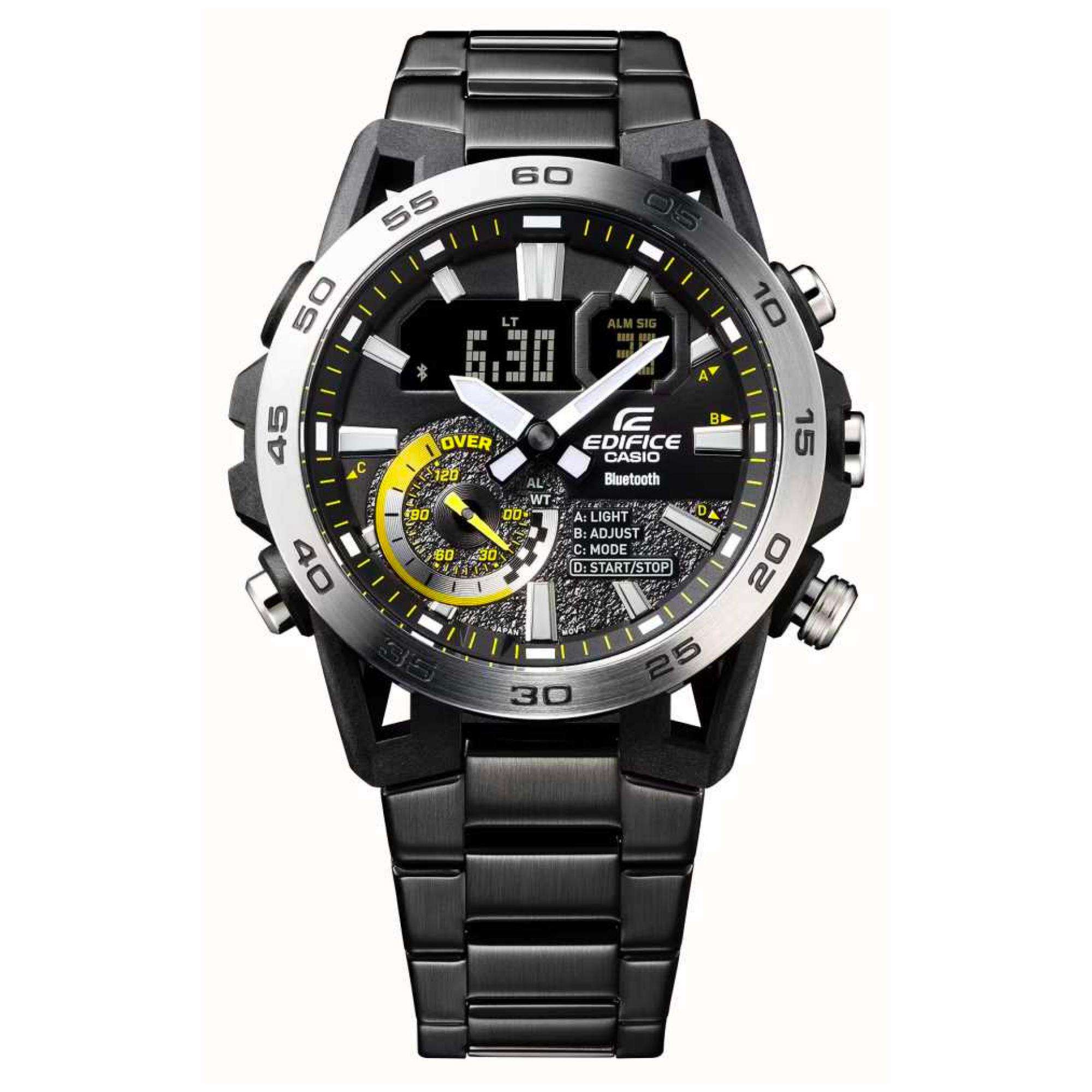 Casio Edifice Sospensione Black Stainless Steel Bracelet Mens Watch ECB-40DC-1AEF