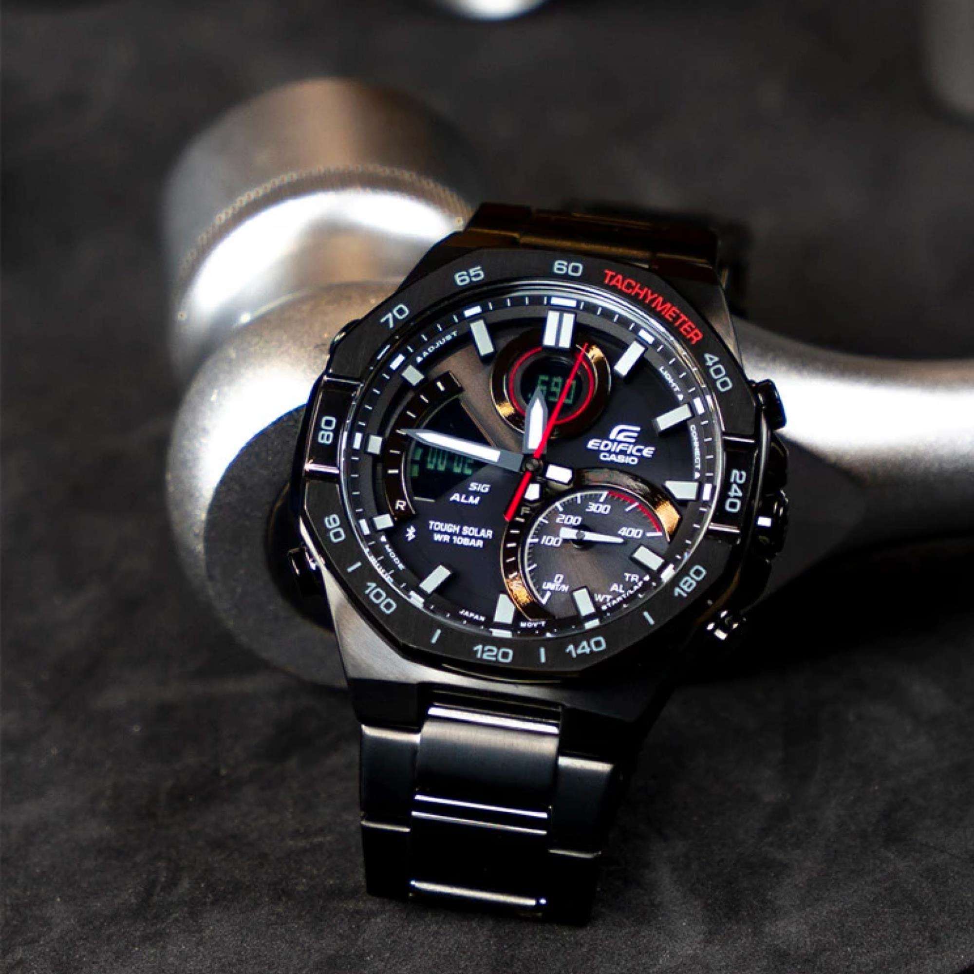 Casio Edifice Bluetooth Schwarze Harzarmband Herren Uhr ECB-950DC-1AEF