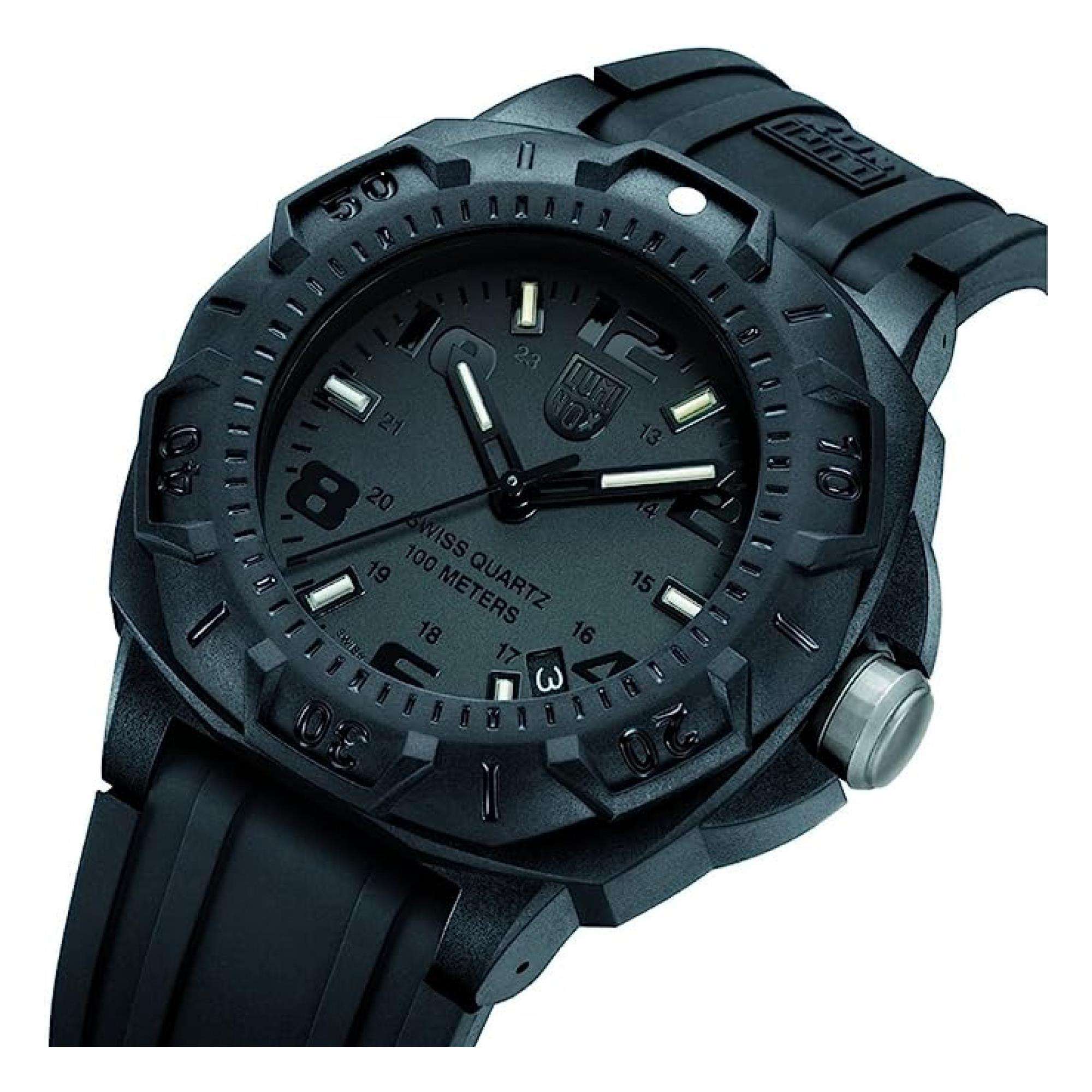 Luminox Land Sentry 0200 Serie Schwarzes Zifferblatt Schwarzes Gummiband Herren Uhr XL.0201.BO