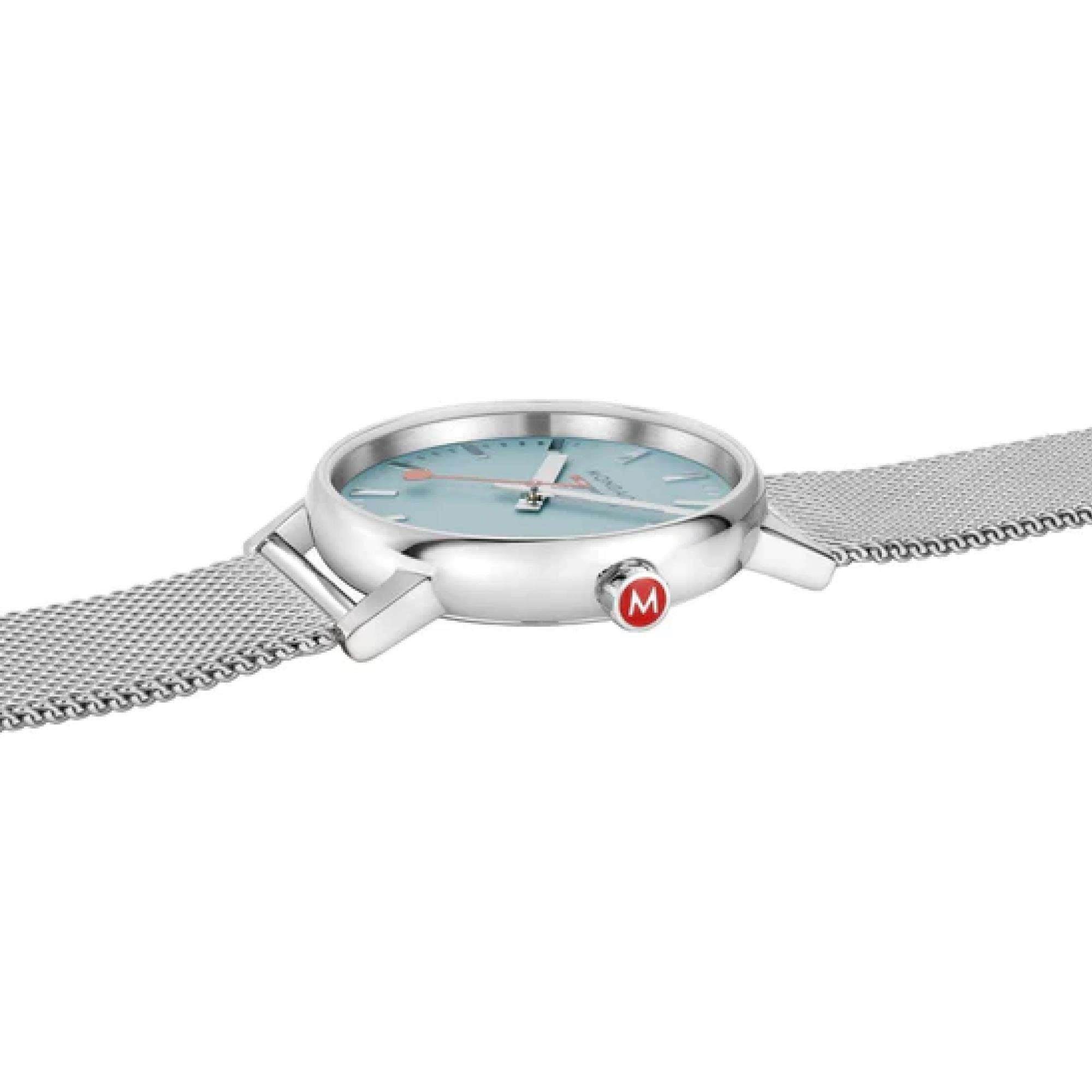Mondaine Evo2 35mm Turquoise Dial Steel Quartz Watch MSE.35140.SM