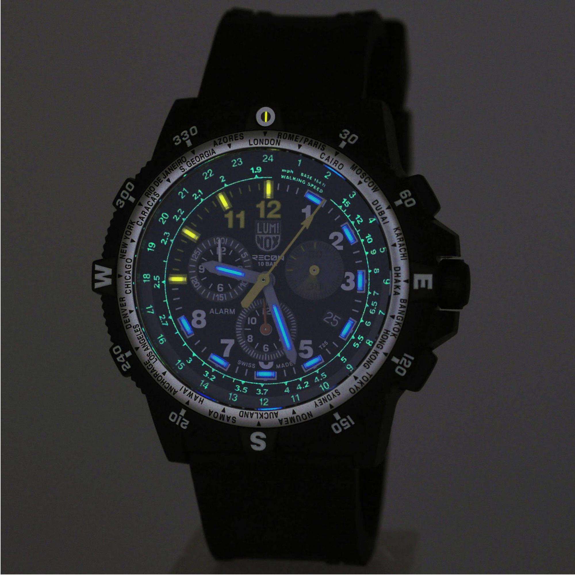 Luminox Recon III Team Leader Chronograph Serie D 8840 Schwarzes Zifferblatt Schwarzes Silikonarmband Herren Uhr XL.8842.MI.F