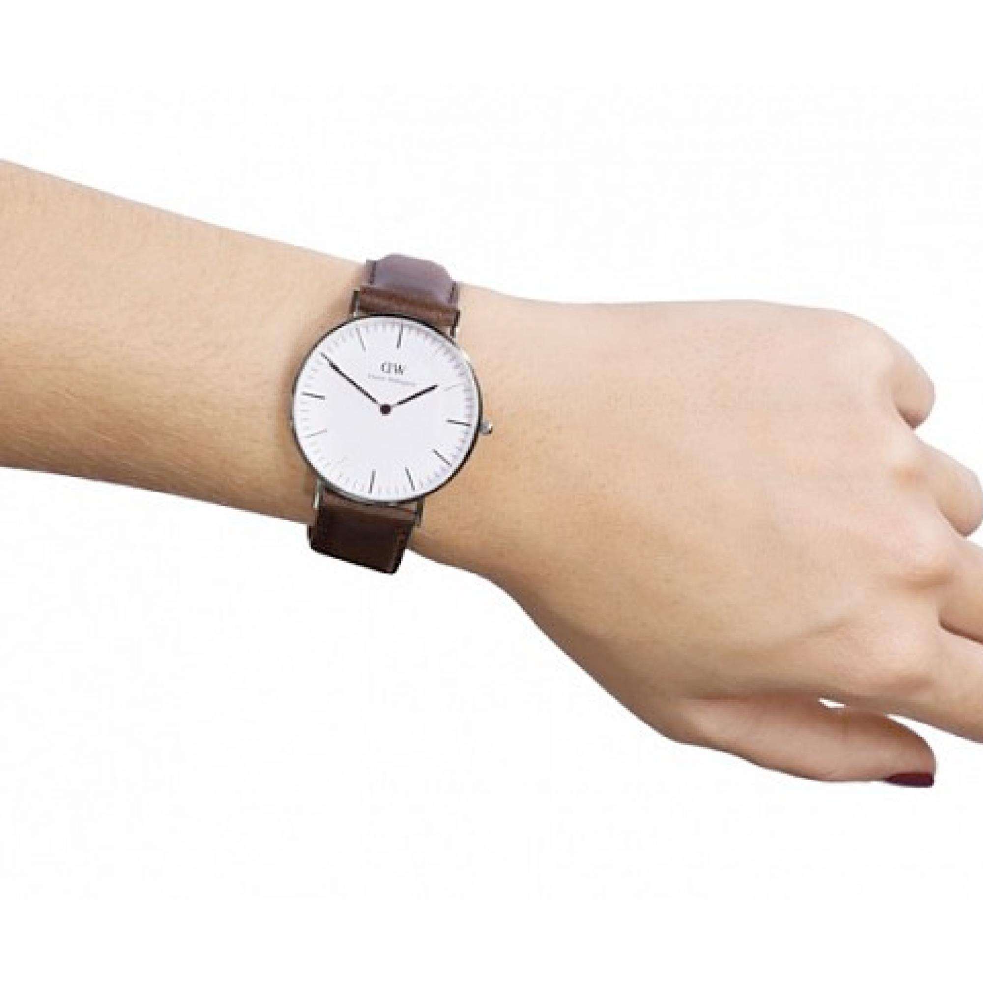 Daniel Wellington Classic 36mm Weißes Zifferblatt Leder Damen Quarz Uhr 0607DW