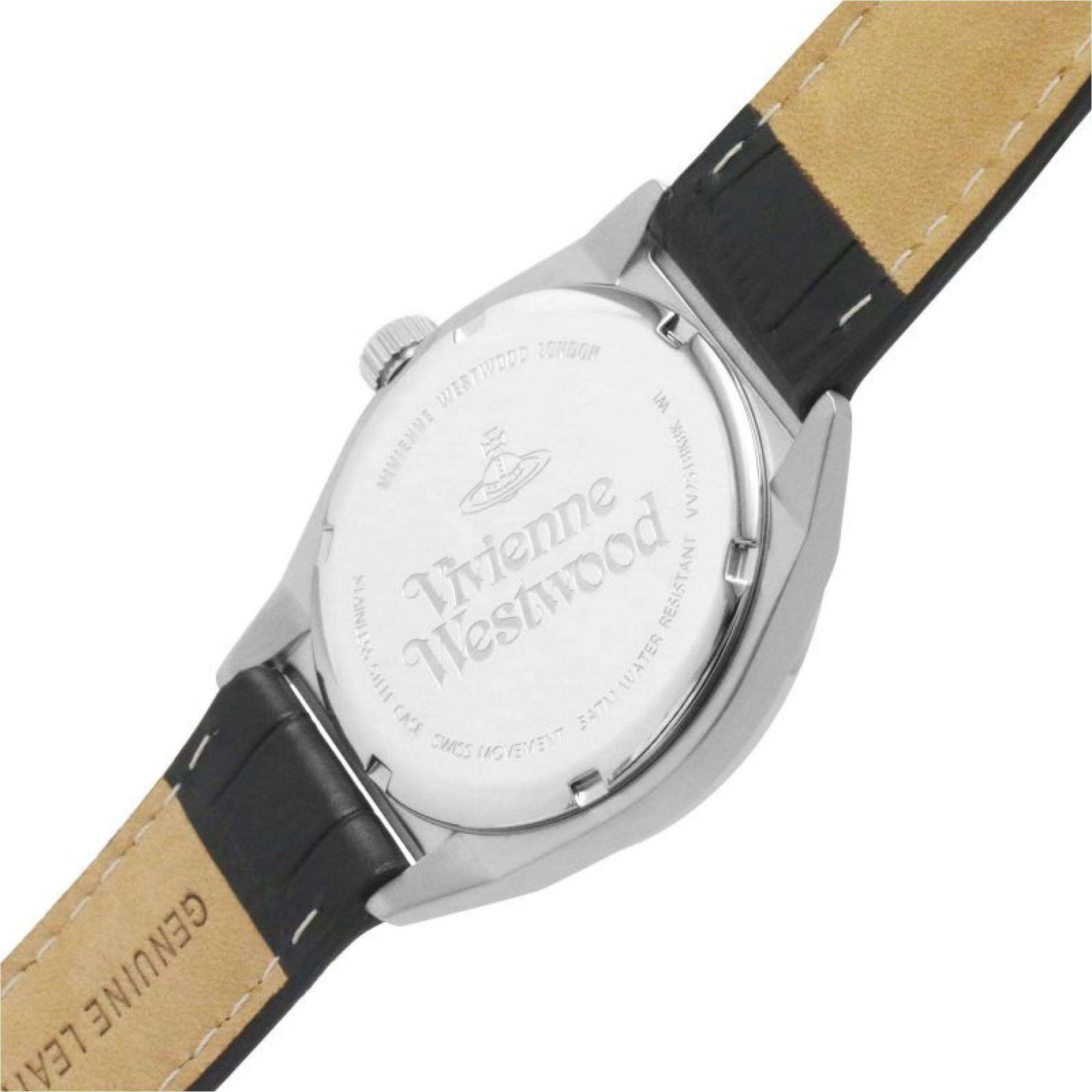 Vivienne Westwood Sydenham Herren Quarz Uhr Schwarzes Zifferblatt Schwarzes Lederarmband VV251BKBK