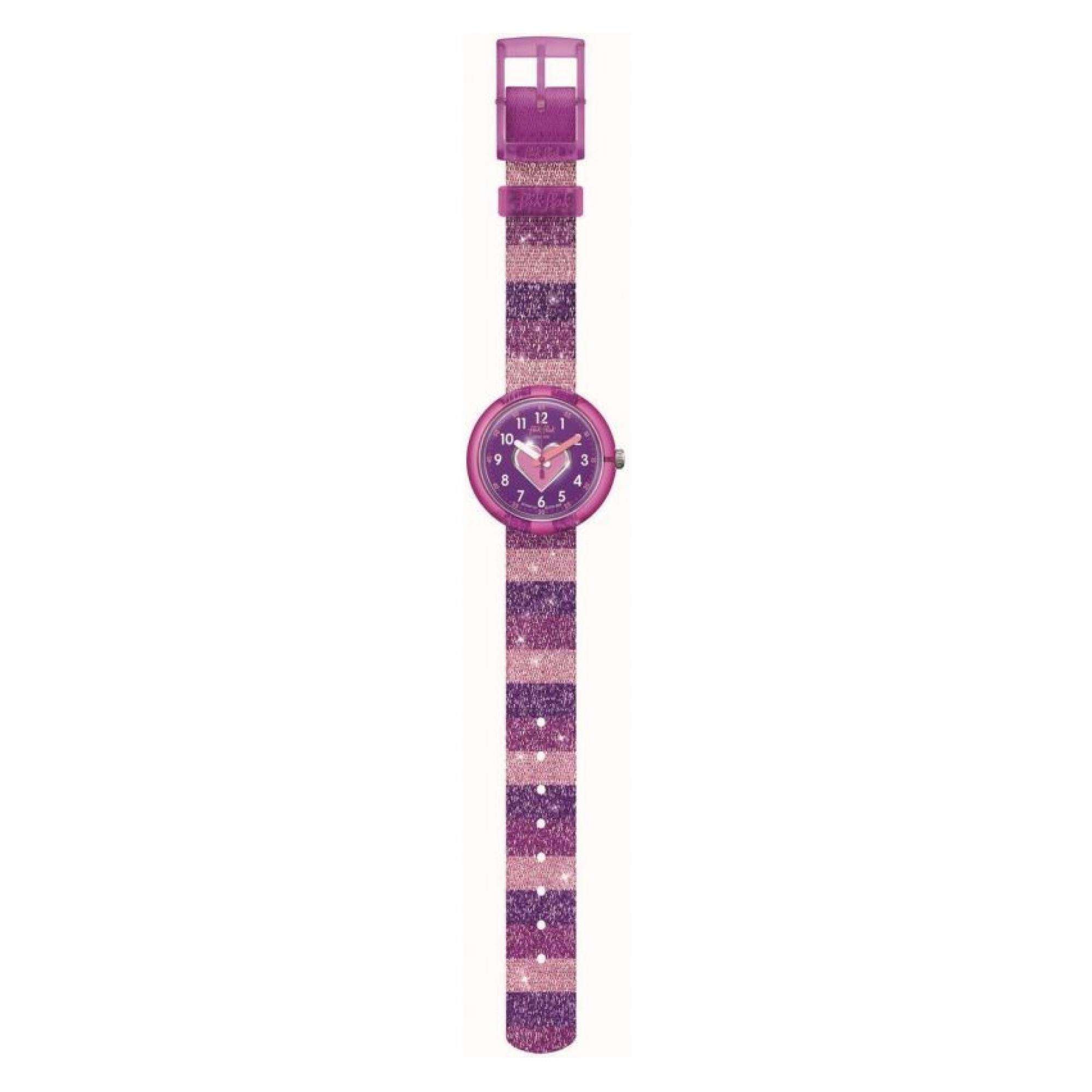 Flik Flak Childrens Stripy Glitter Colour My Life Watch FPNP127